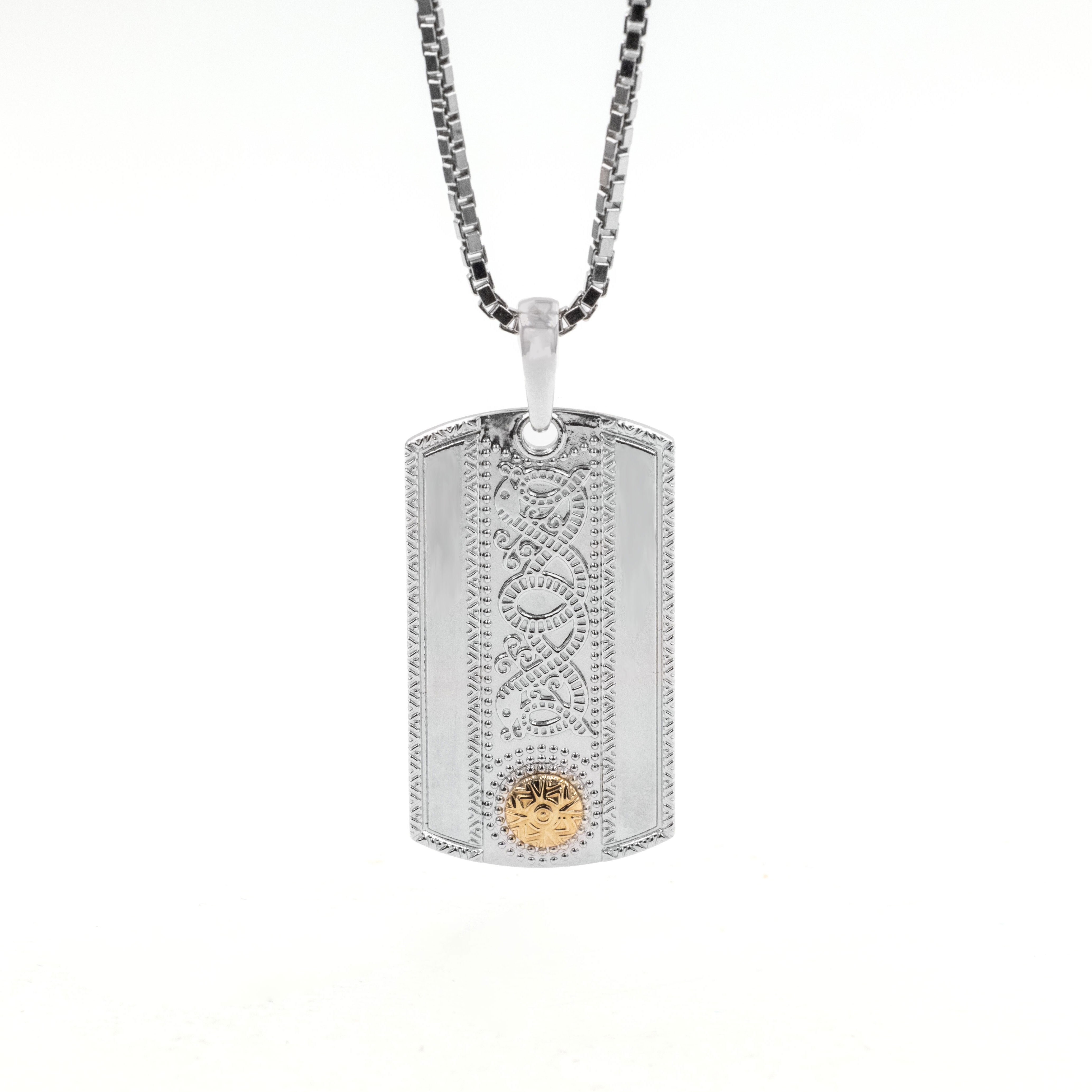 Gorgeous Sterling Silver & 18K Yellow Gold Celtic Warrior Necklace For Men With a Polished Finish