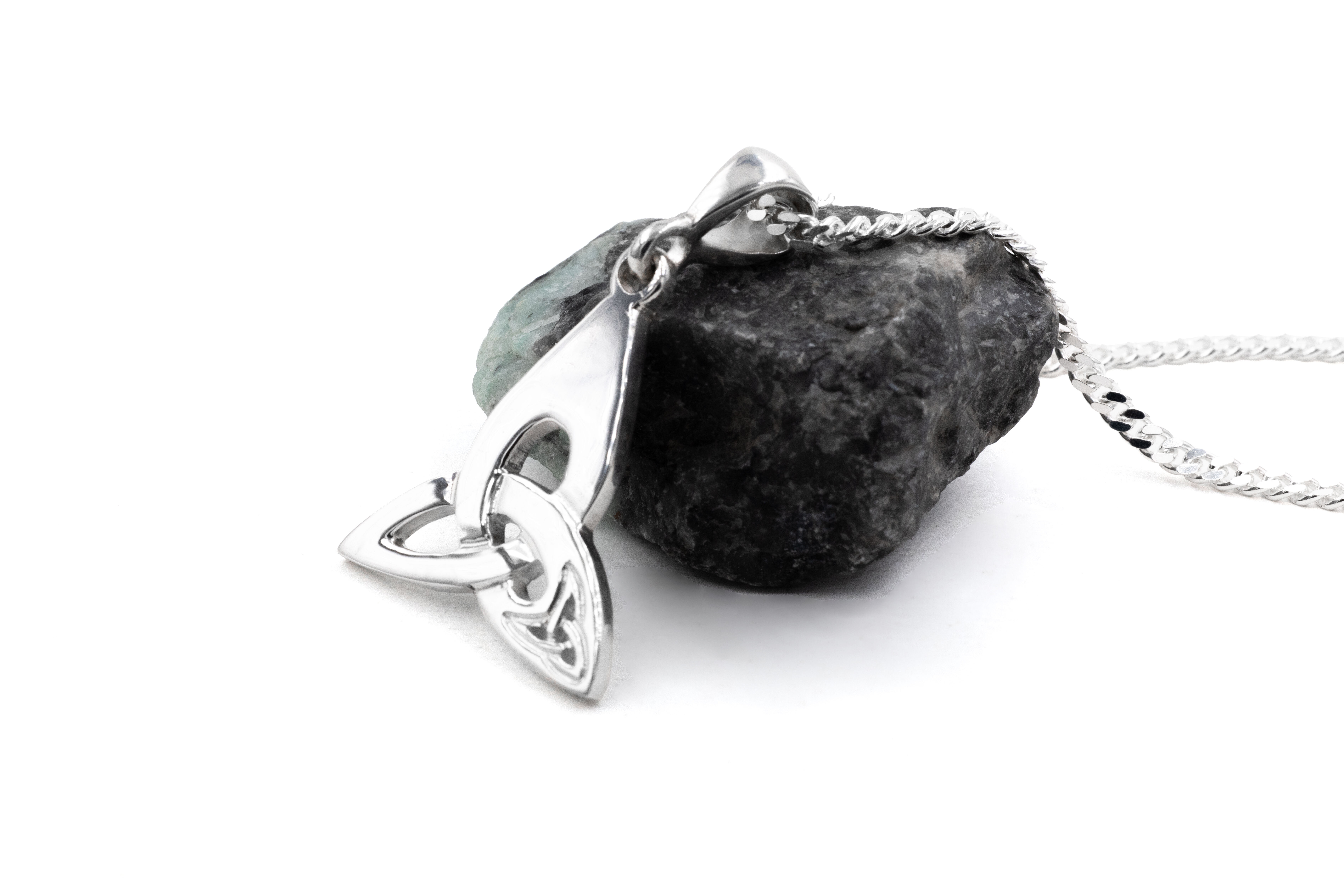 Irish Sterling Silver Trinity Knot Necklace With a Polished Finish