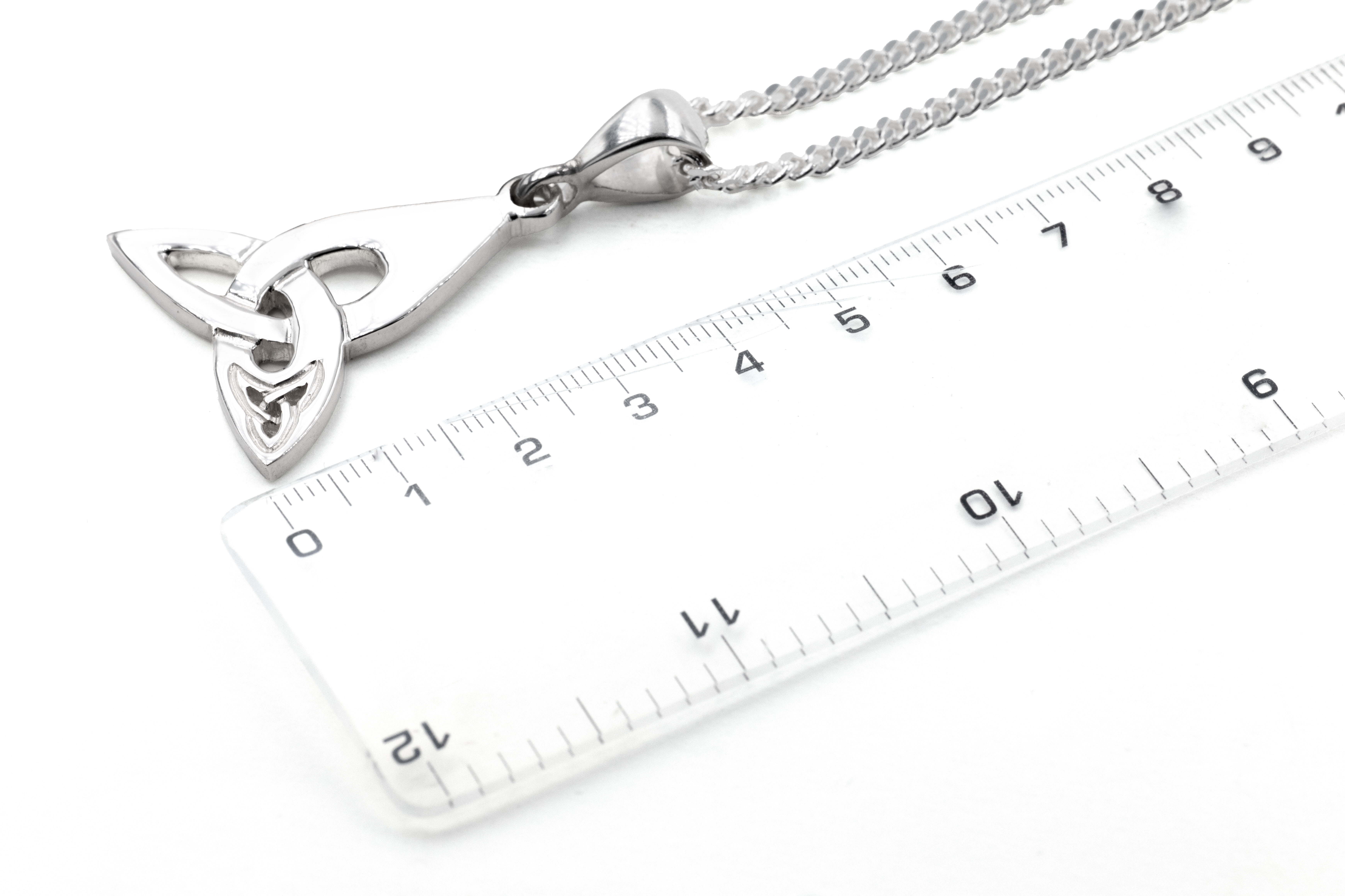 Attractive Polished Sterling Silver Trinity Knot Necklace. Picture For Scale.