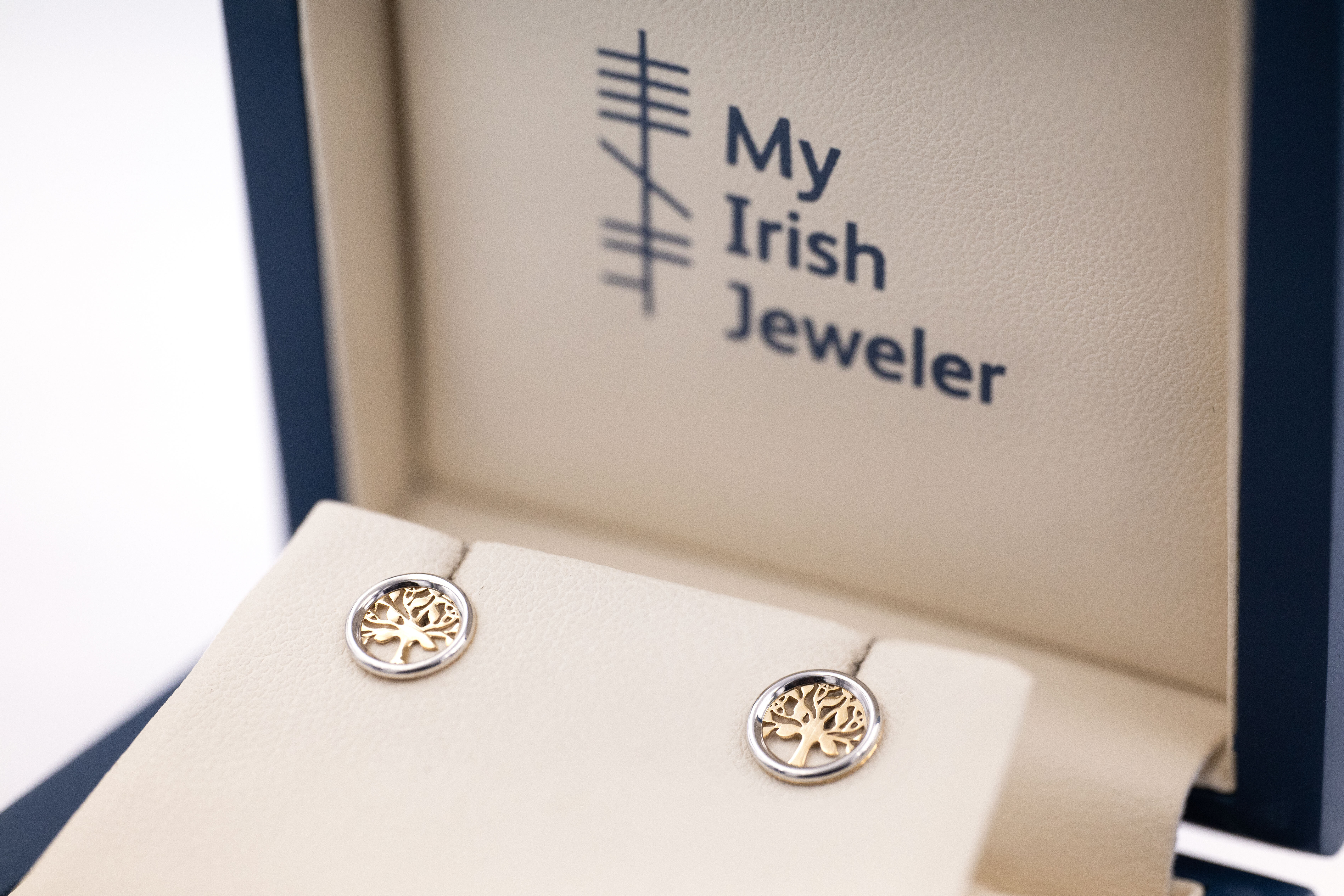 Womens Tree of Life Earrings in 10K Yellow Gold & White Gold With a Polished Finish. In Luxury Packaging.