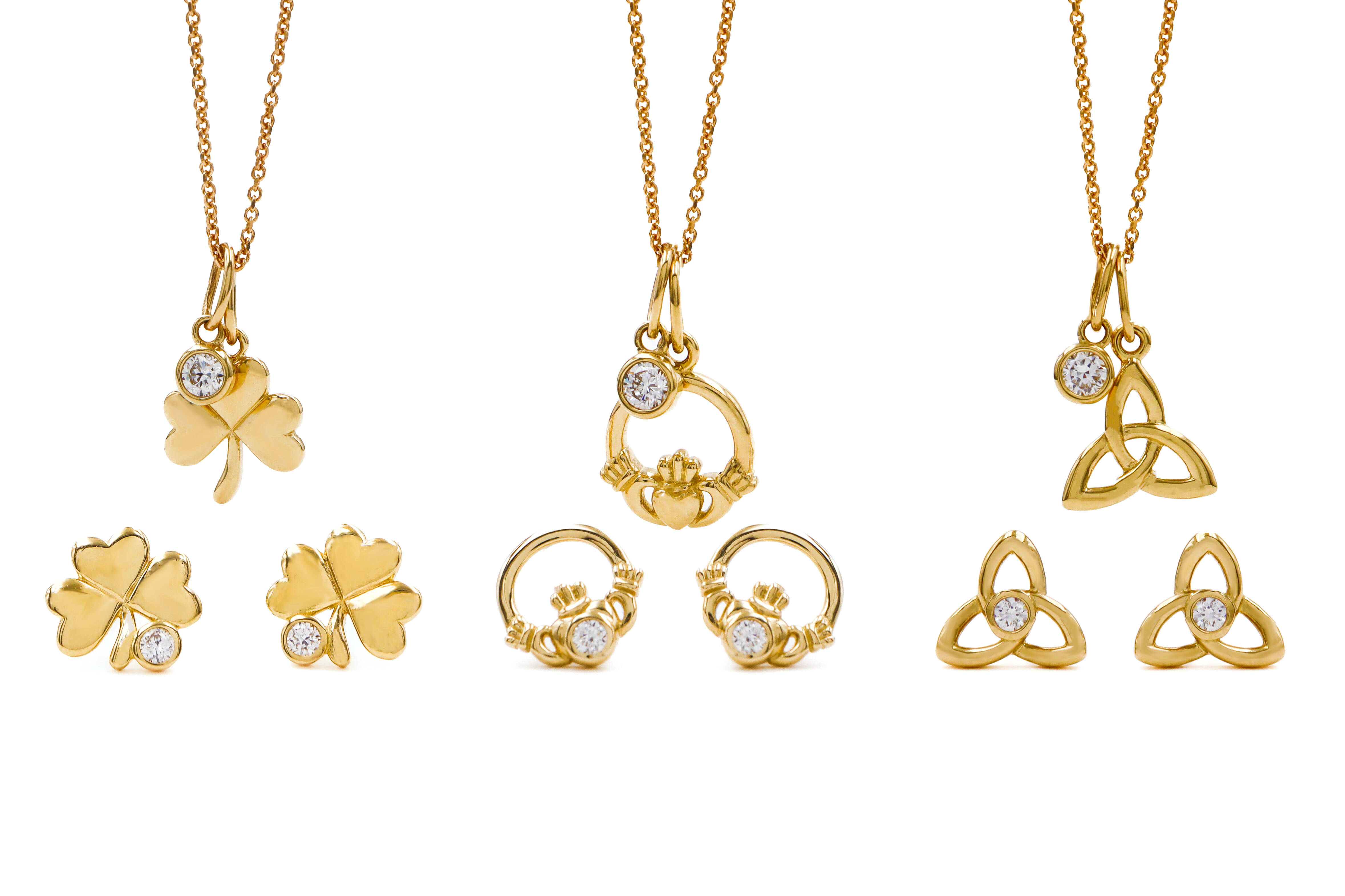 Womens Petite Polished 14K Yellow Gold Trinity Knot Necklace