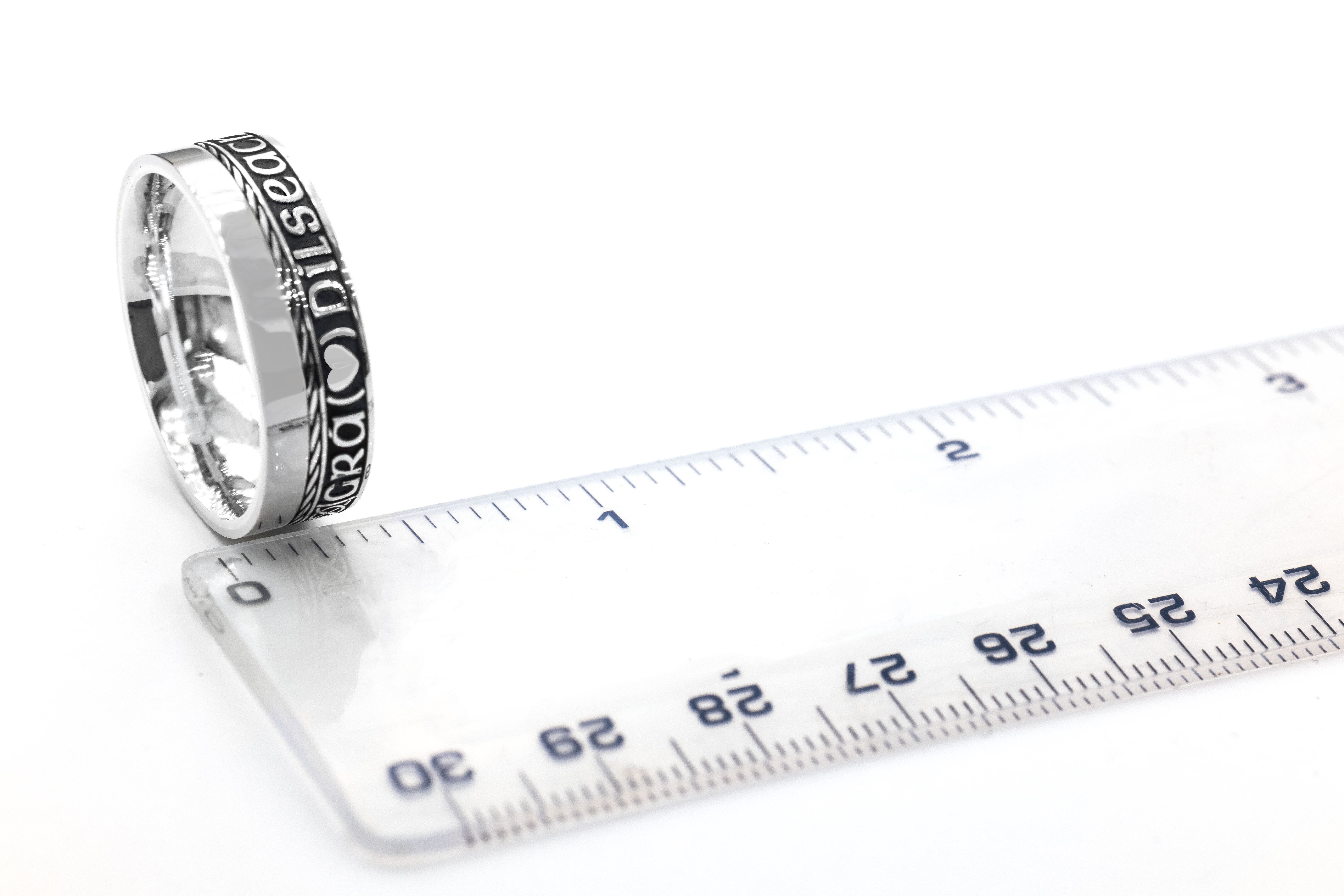 Real Sterling Silver Gaelic 7.3mm Ring With a Oxidised Finish