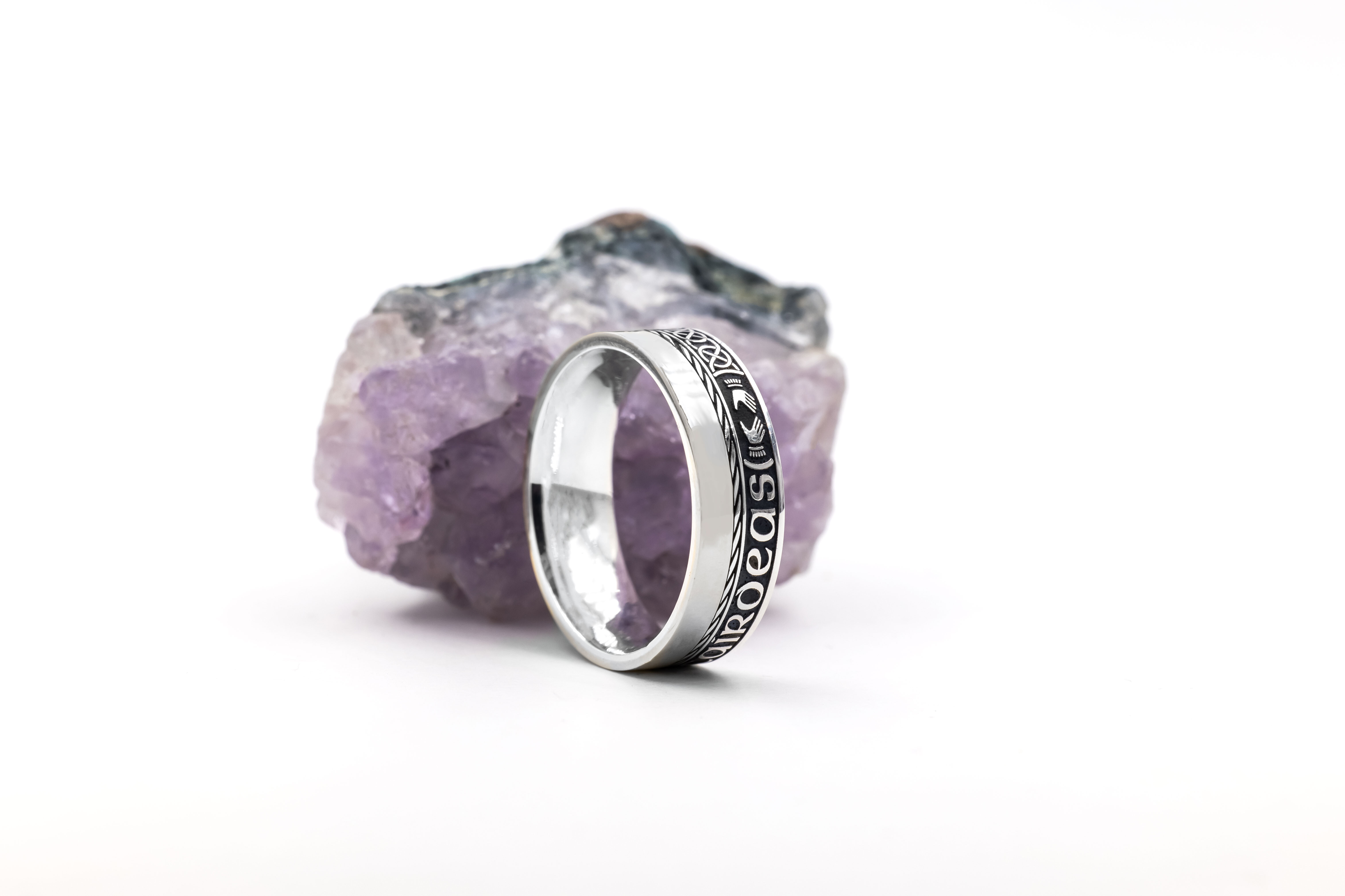 Gaelic 7.3mm Ring in Sterling Silver With a Oxidised Finish
