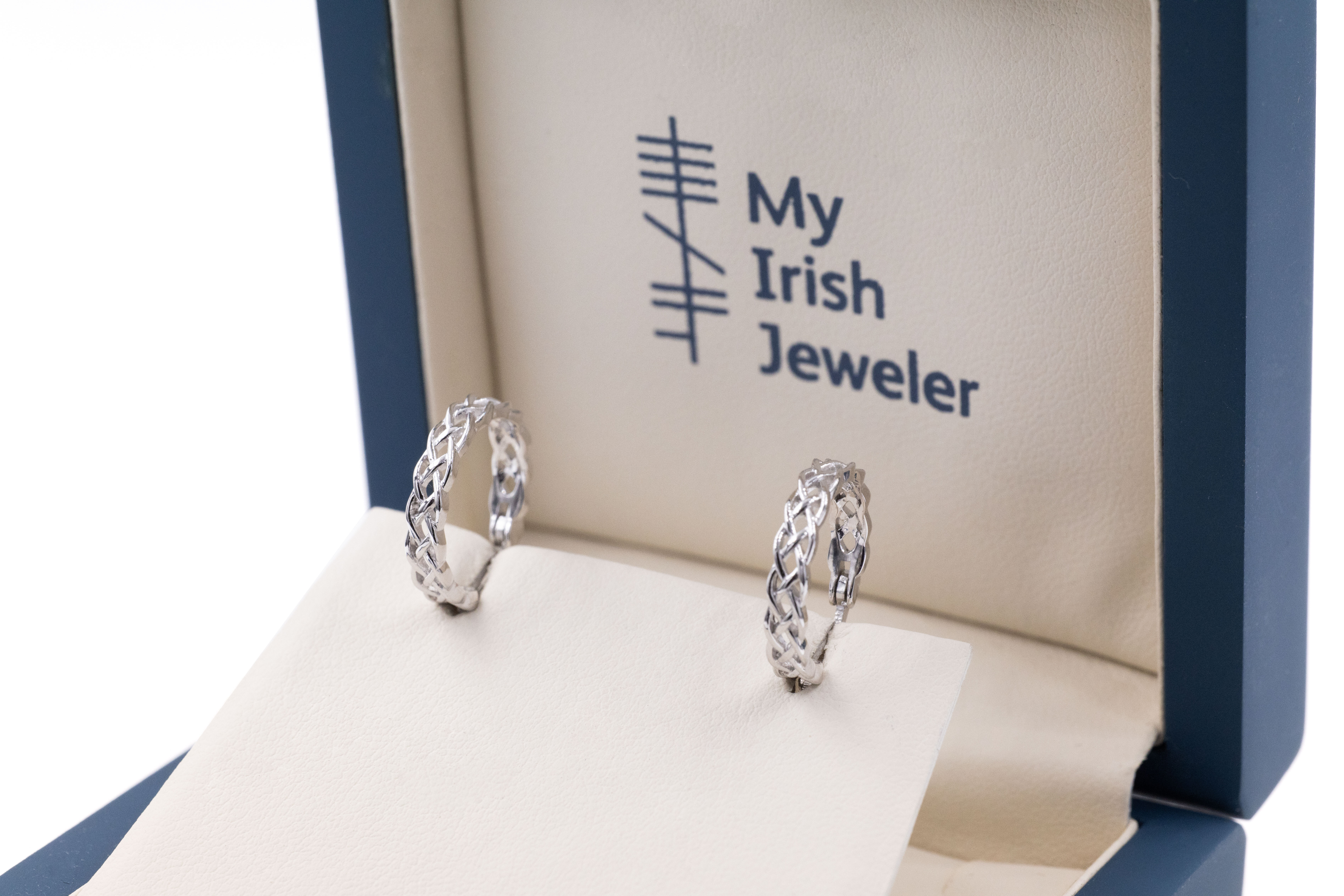 Small Womens Irish Polished Sterling Silver Celtic Knot Earrings. In Luxury Packaging.