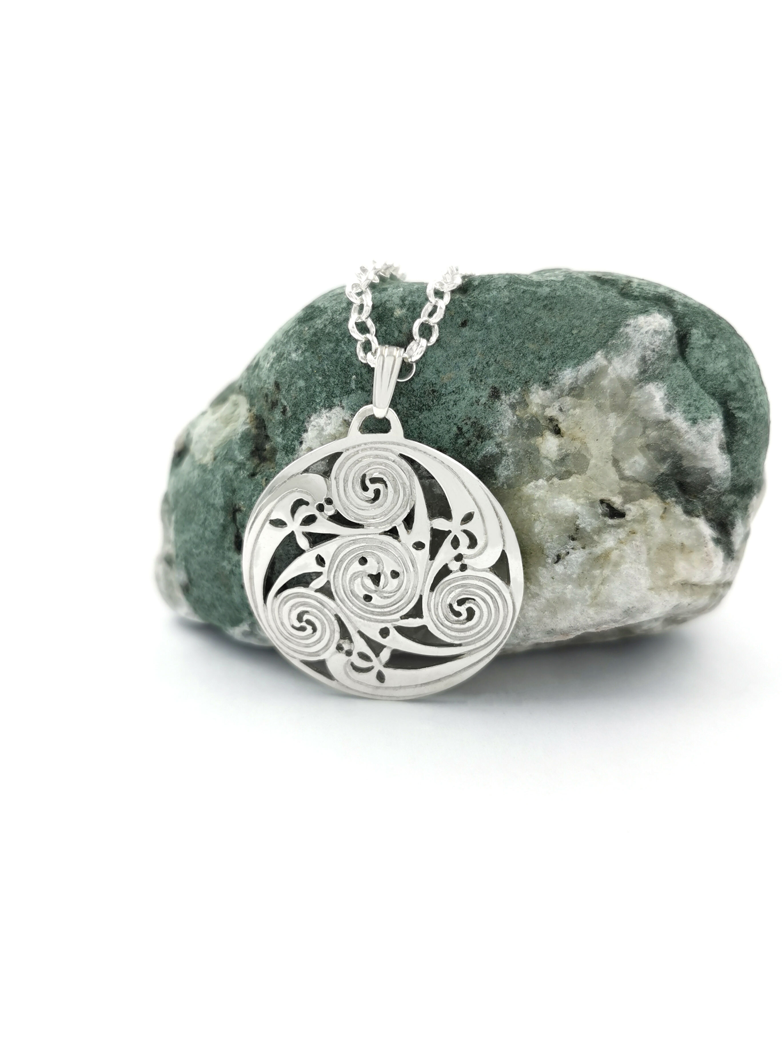 Celtic Knot & Triskele - Shown with Classic Rolo Chain