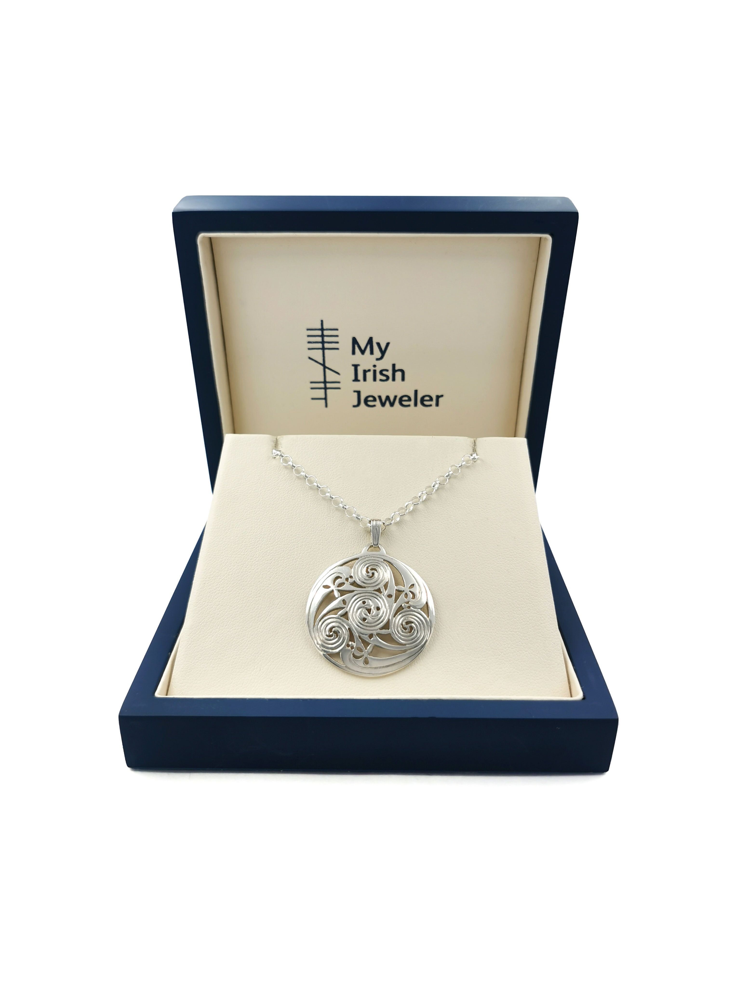 Small Genuine Sterling Silver Celtic Knot & Triskele Necklace For Women. In Luxury Packaging.