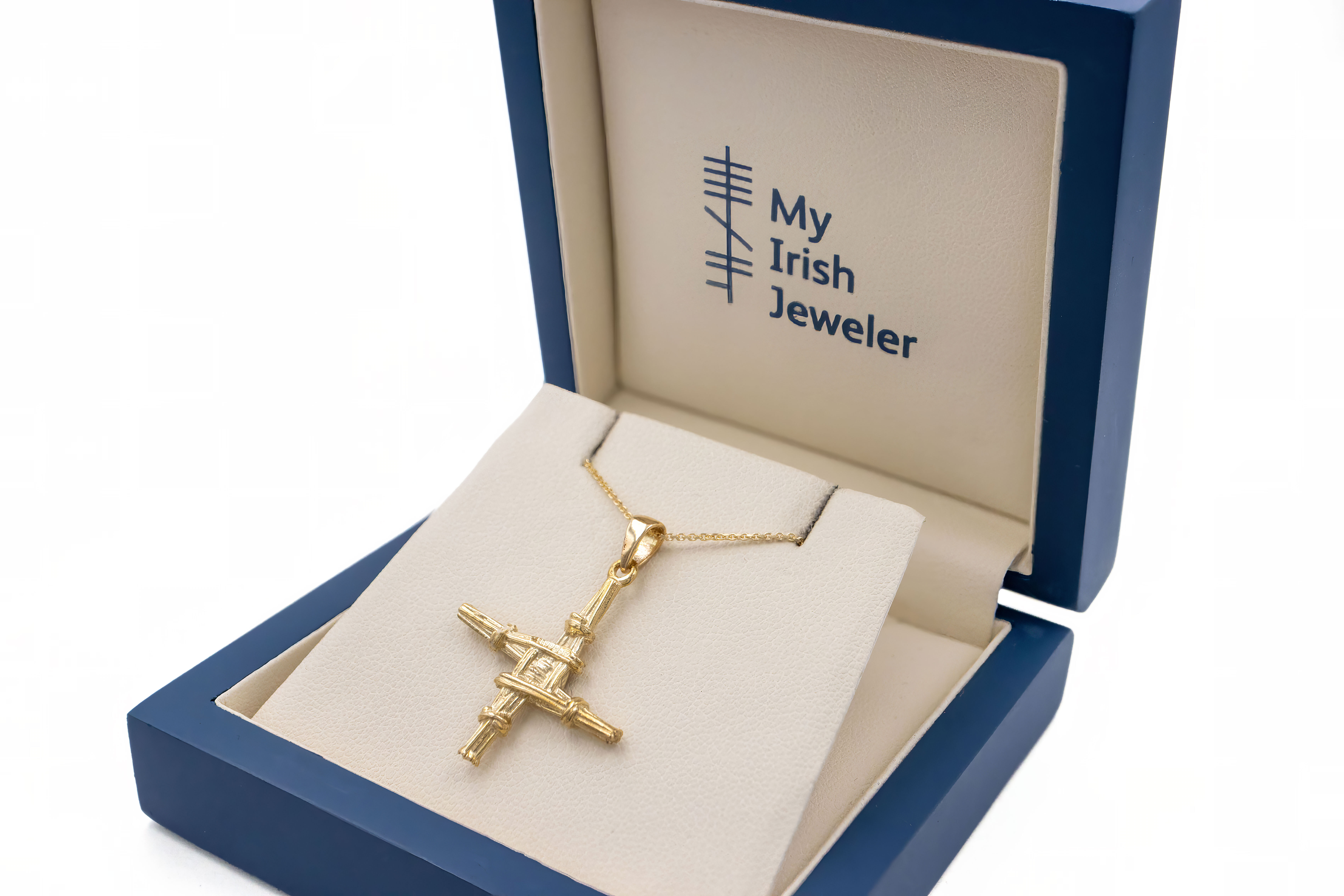 Womens Small St Brigids Cross Necklace in Real Yellow Gold. In Luxury Packaging.