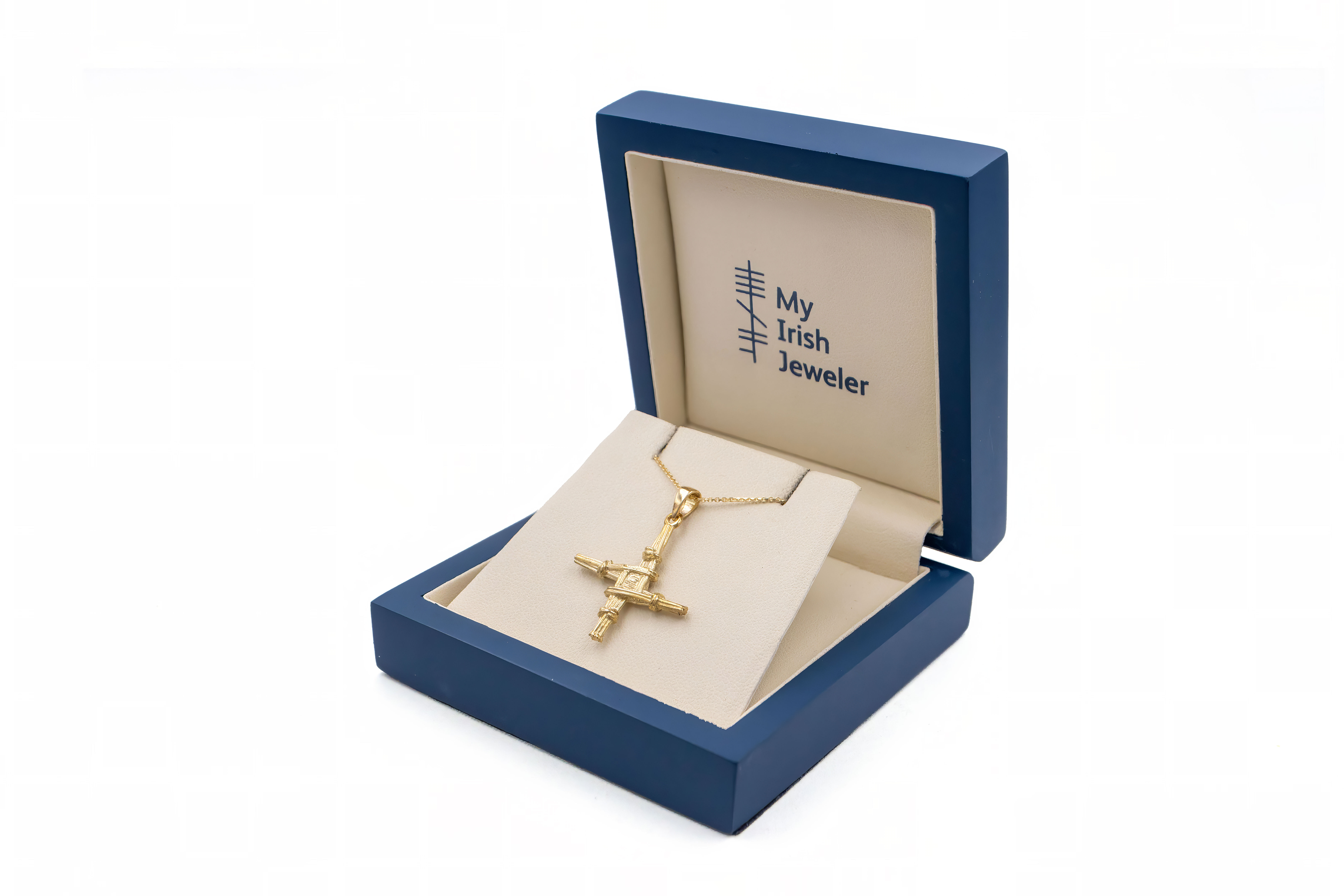 Small Gorgeous Yellow Gold St Brigids Cross Necklace For Women. In Luxury Packaging.