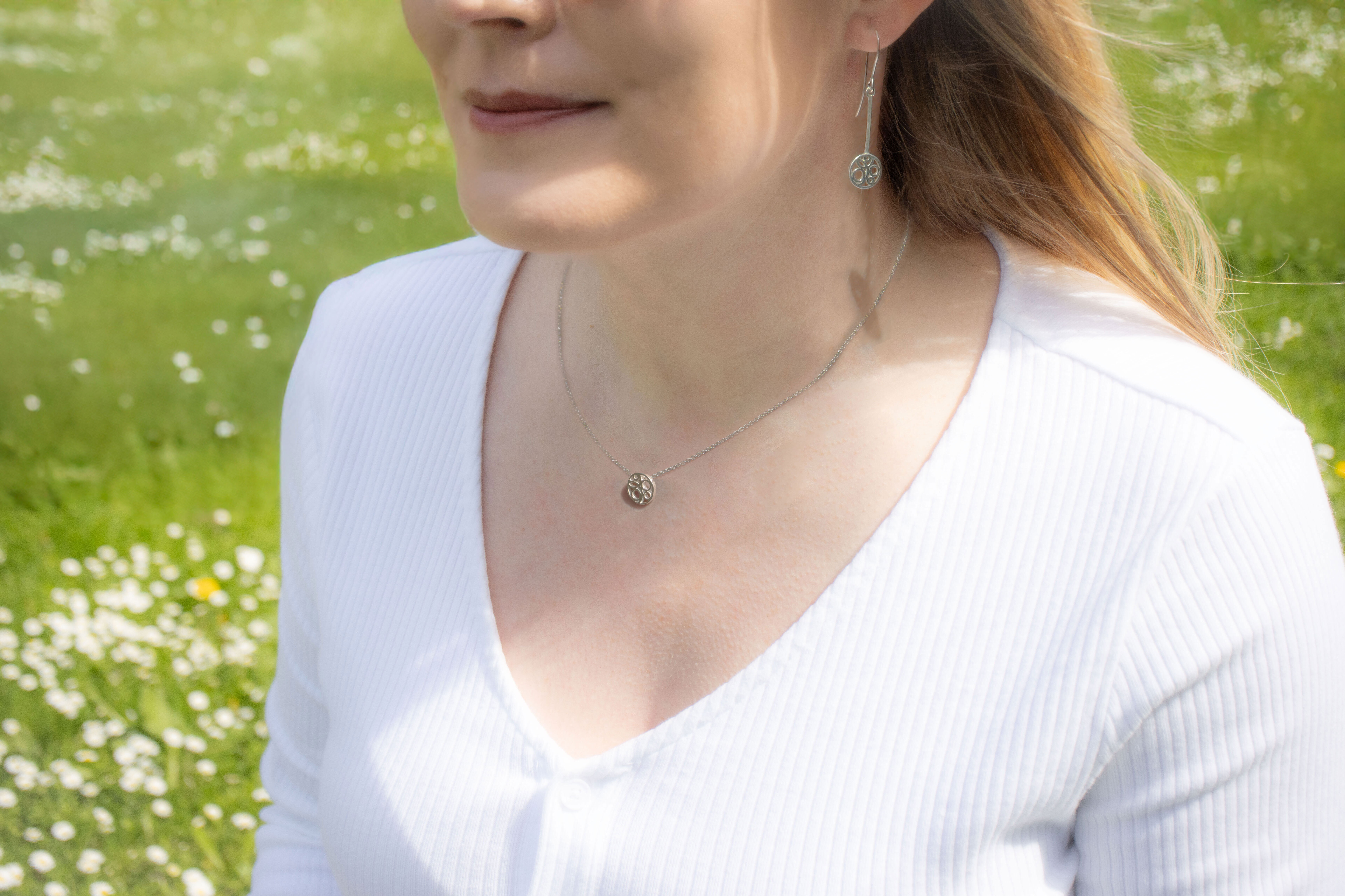 Womens Folklore Gift Set in Sterling Silver With a Polished Finish - Model Photo