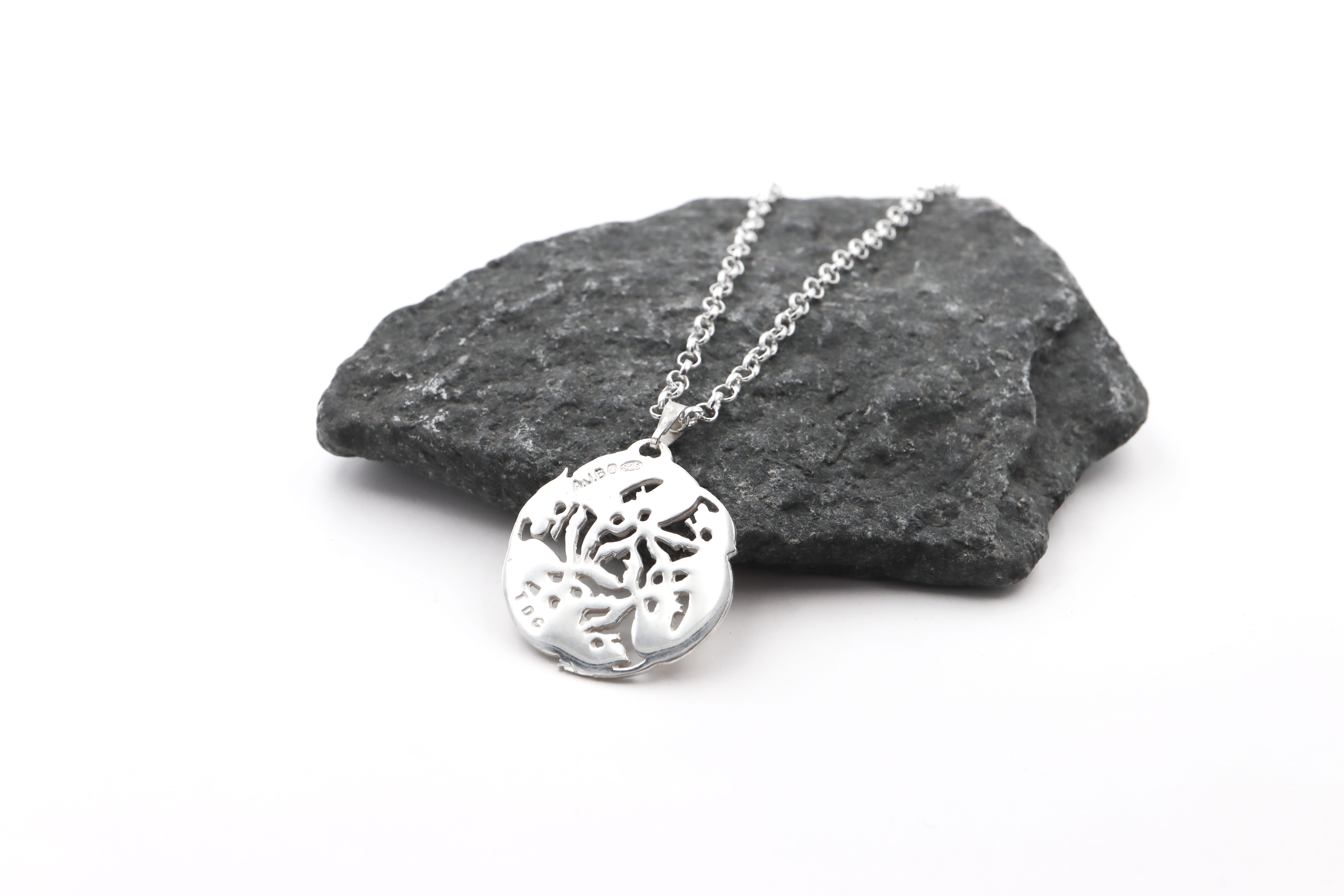 Attractive Sterling Silver Book of Kells Necklace For Women. Picture Of The Back.