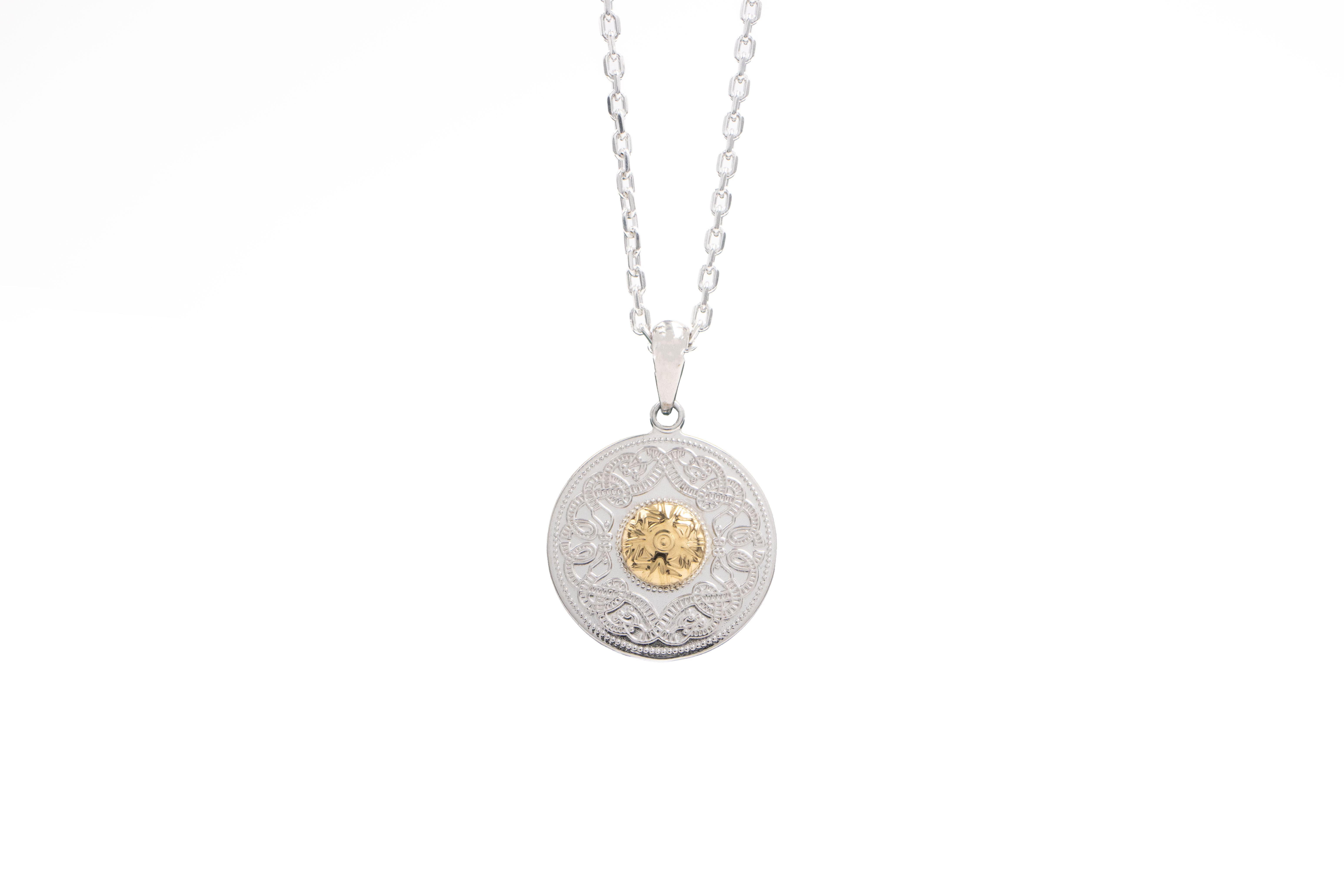 Luxurious Sterling Silver & 18K Yellow Gold Celtic Warrior Necklace For Women