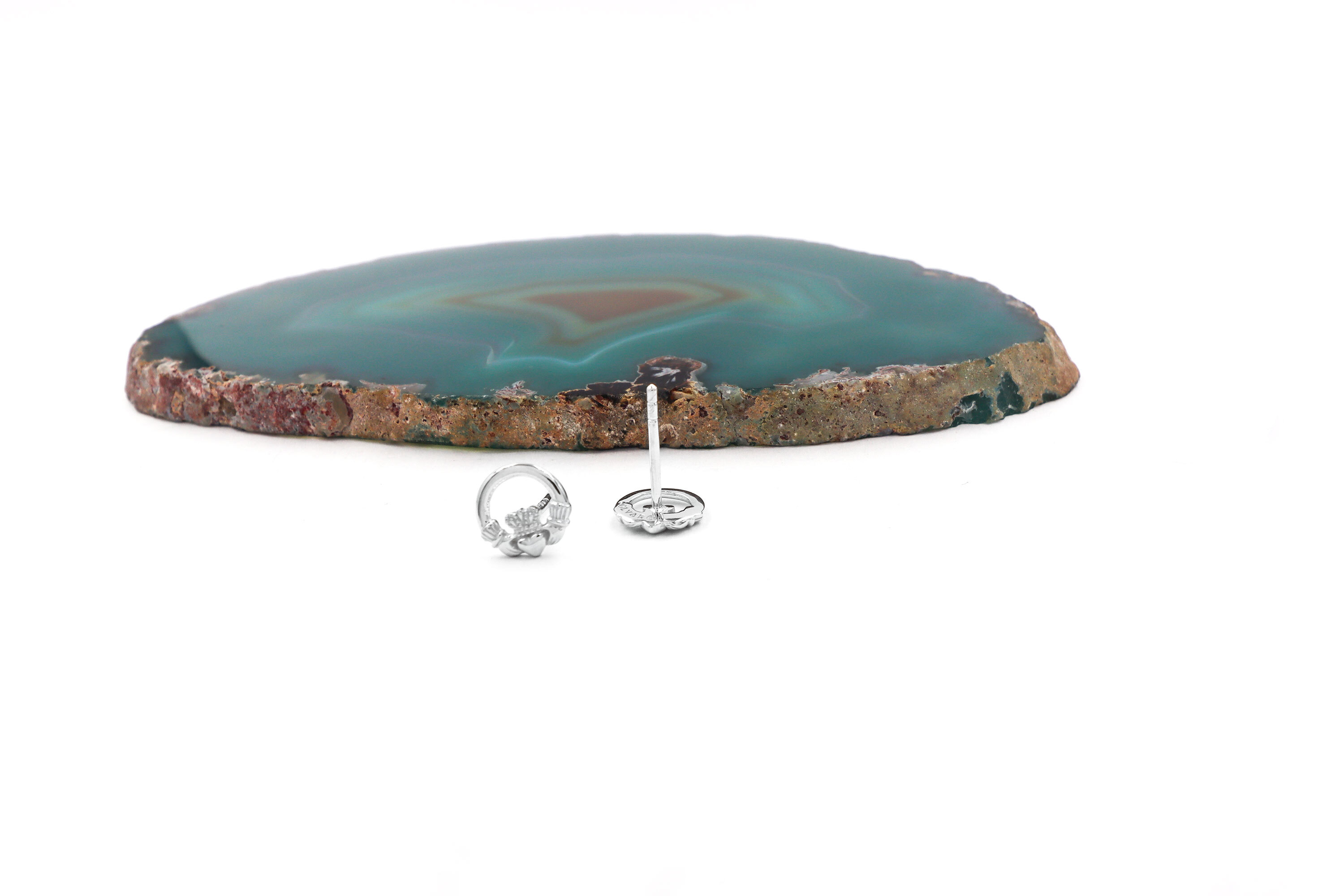 Womens Claddagh Earrings in Sterling Silver