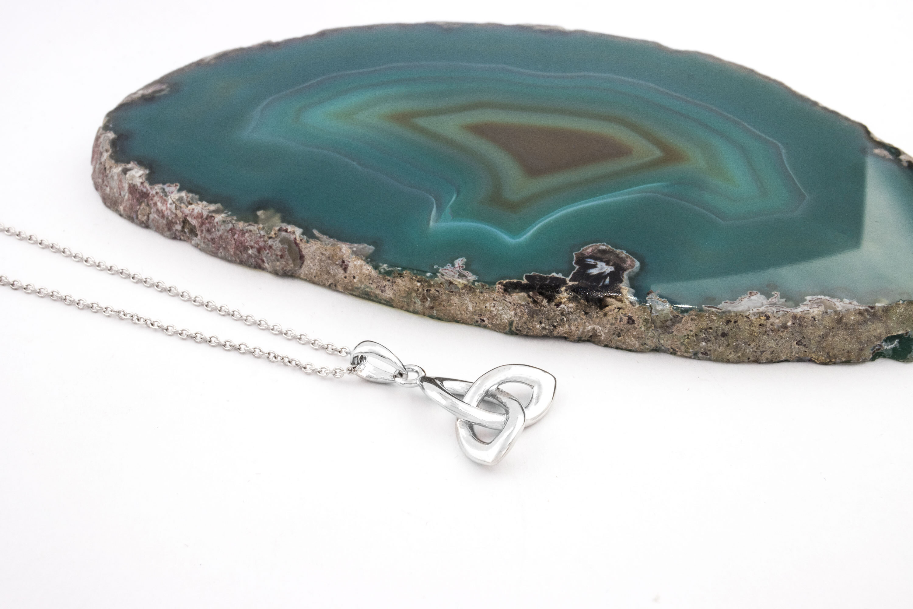 Small Striking Sterling Silver Trinity Knot Necklace For Women