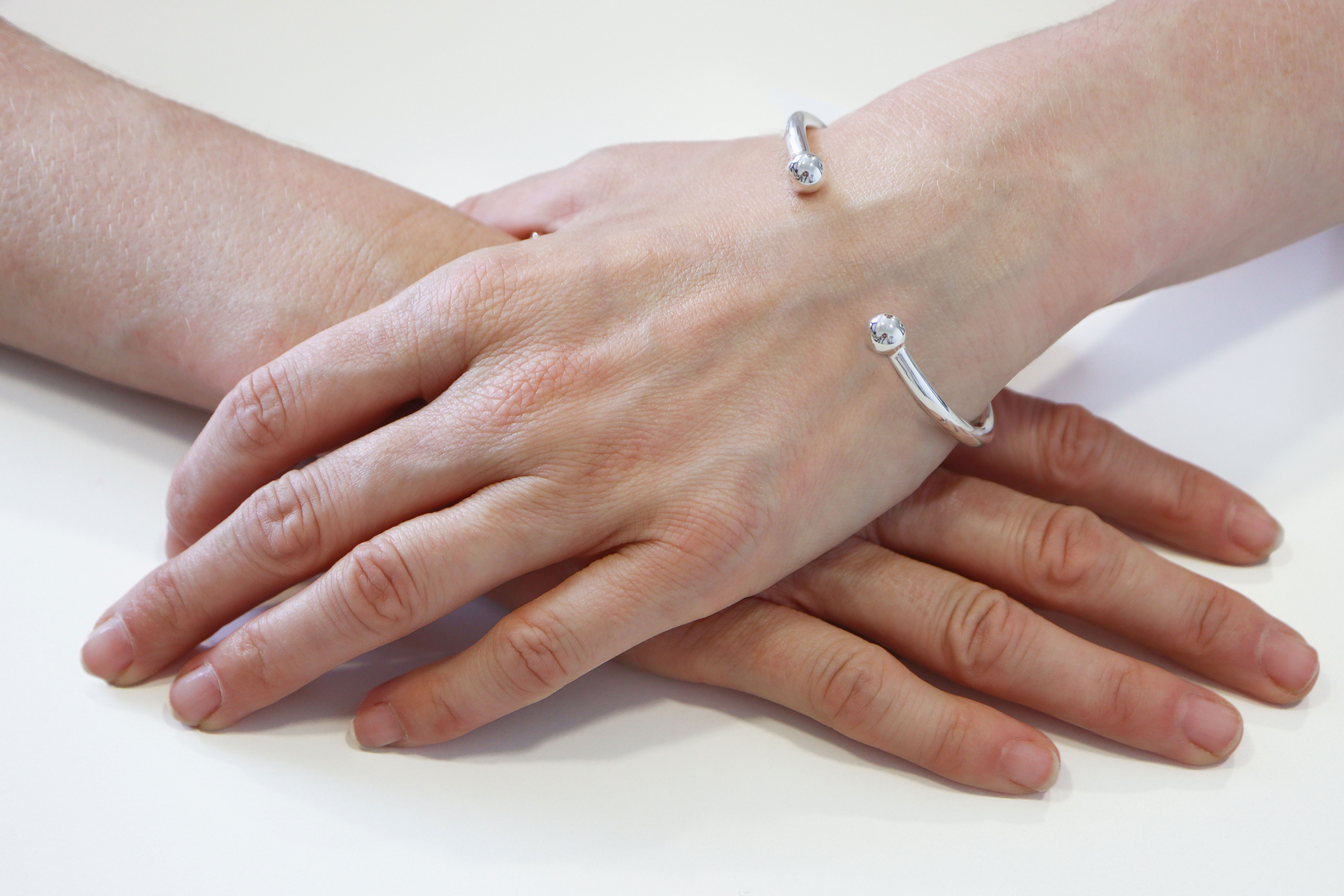 Gaelic Bangle in Sterling Silver - Model Photo