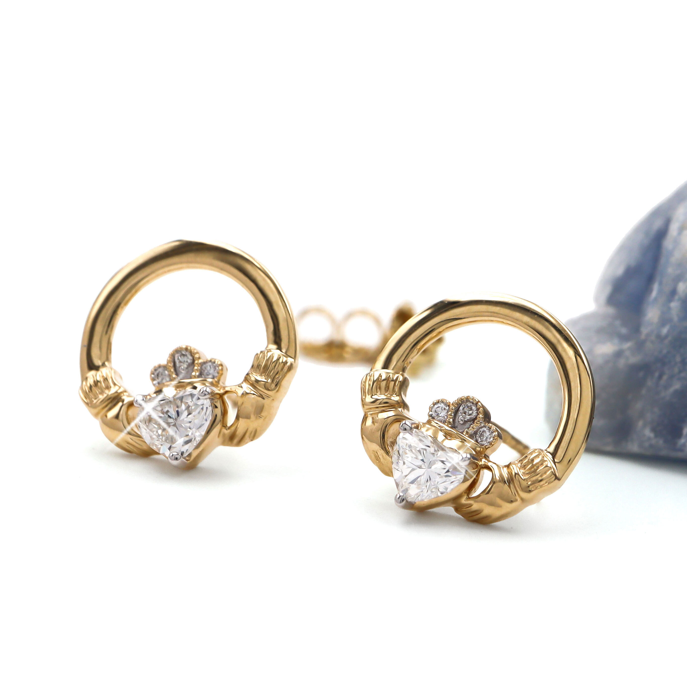 Luxury Diamond Claddagh Earrings