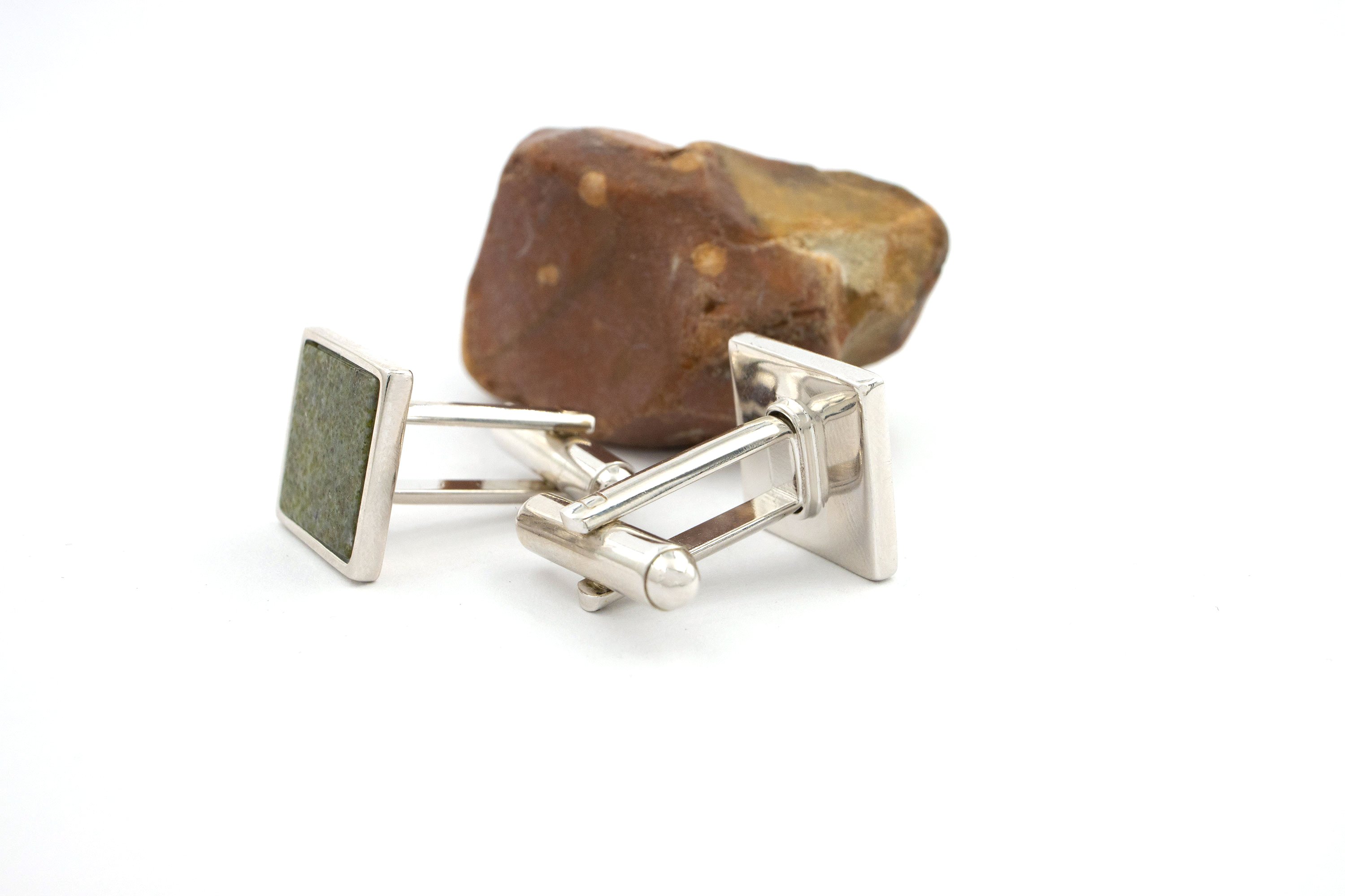 Authentic Silver Plate Connemara Marble Cufflinks For Men