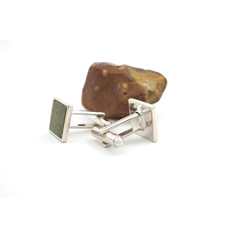 Authentic Silver Plate Connemara Marble Cufflinks For Men