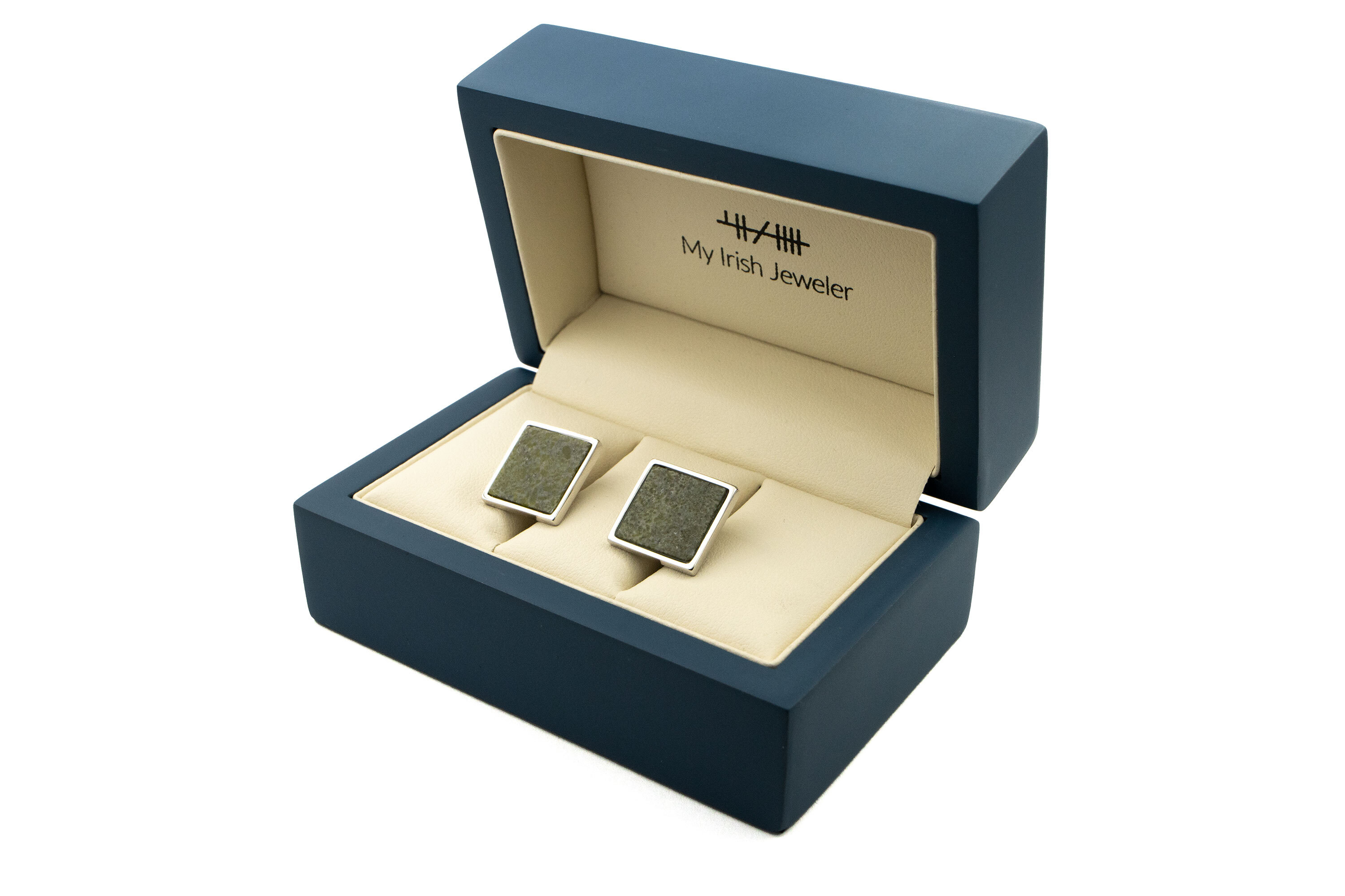 Mens Authentic Silver Plate Connemara Marble Cufflinks
