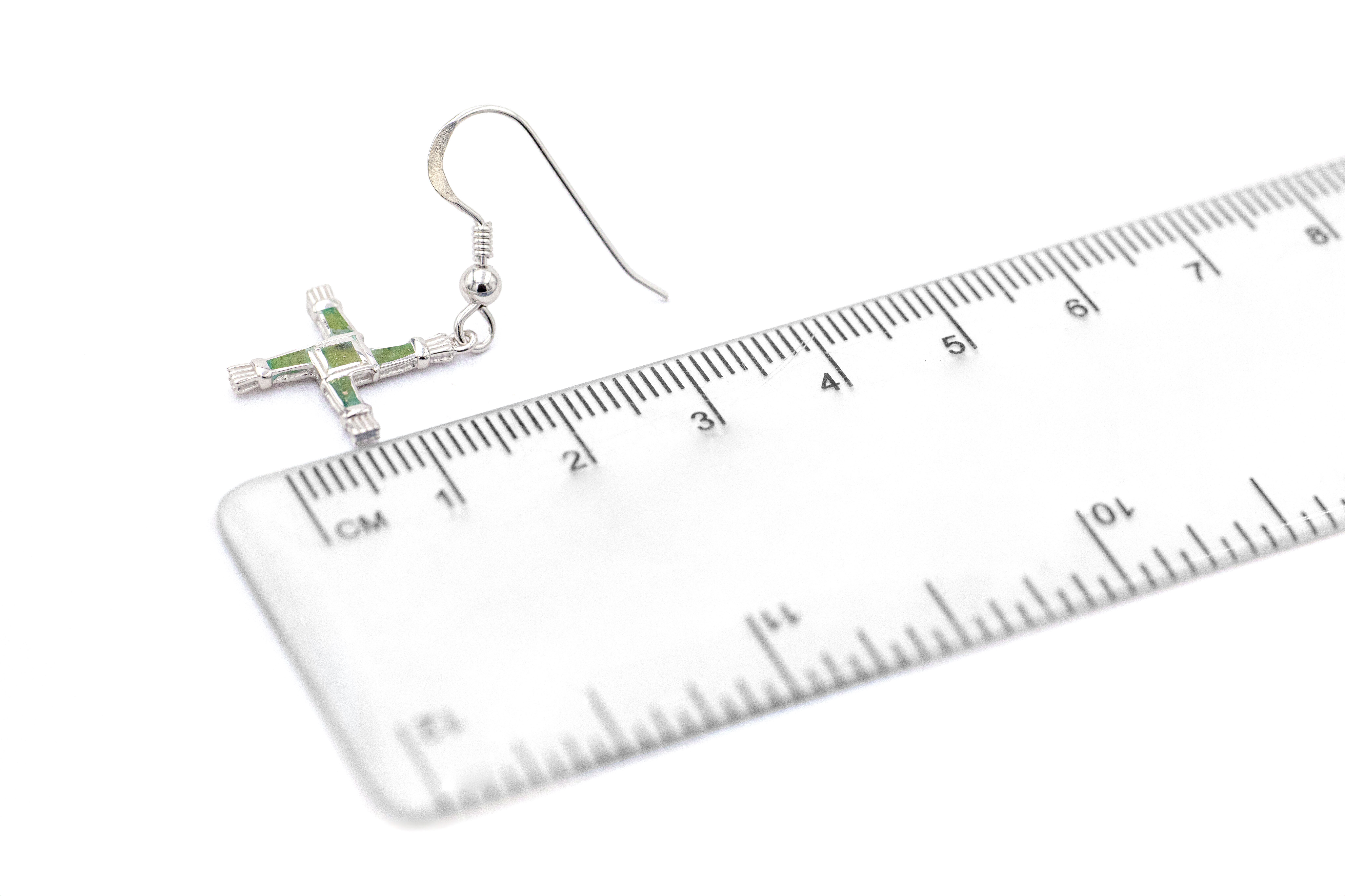 Womens Authentic Polished Sterling Silver St Brigids Cross Earrings. Picture For Scale.