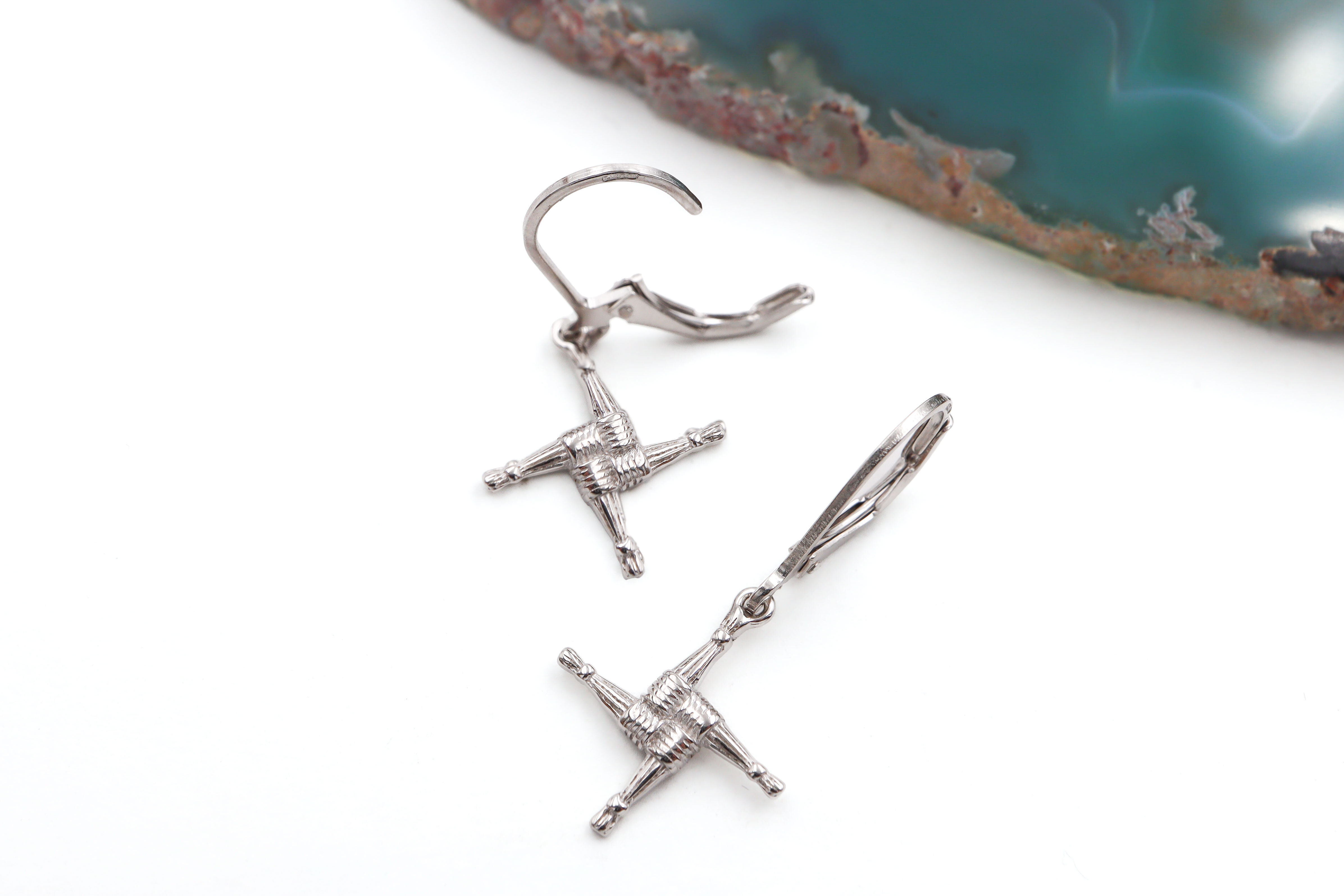 St Brigids Cross Earrings Sku 25104 open clasp