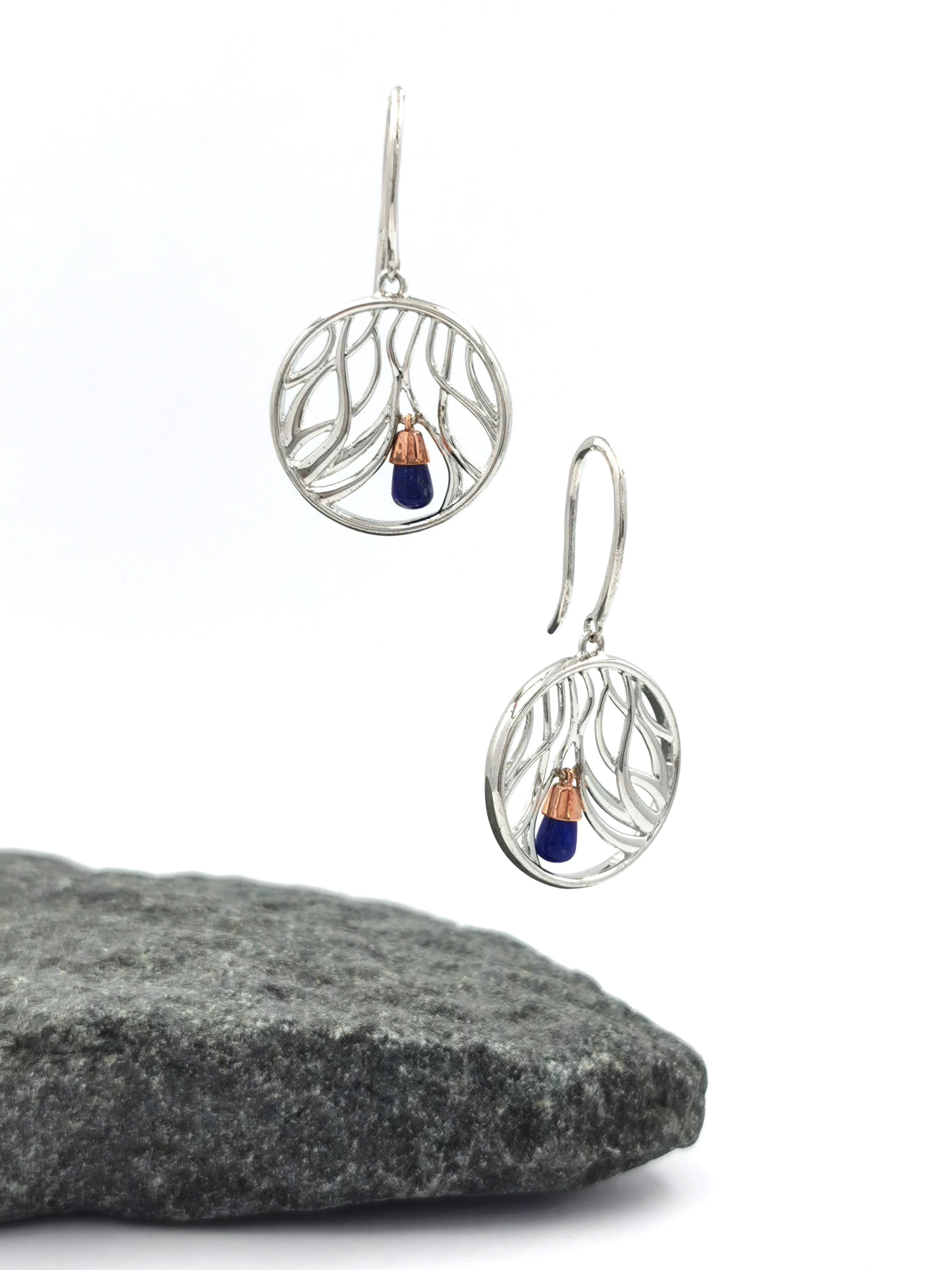 Genuine Sterling Silver & 10K Rose Gold Celtic Knot & Irish Gold Earrings For Women