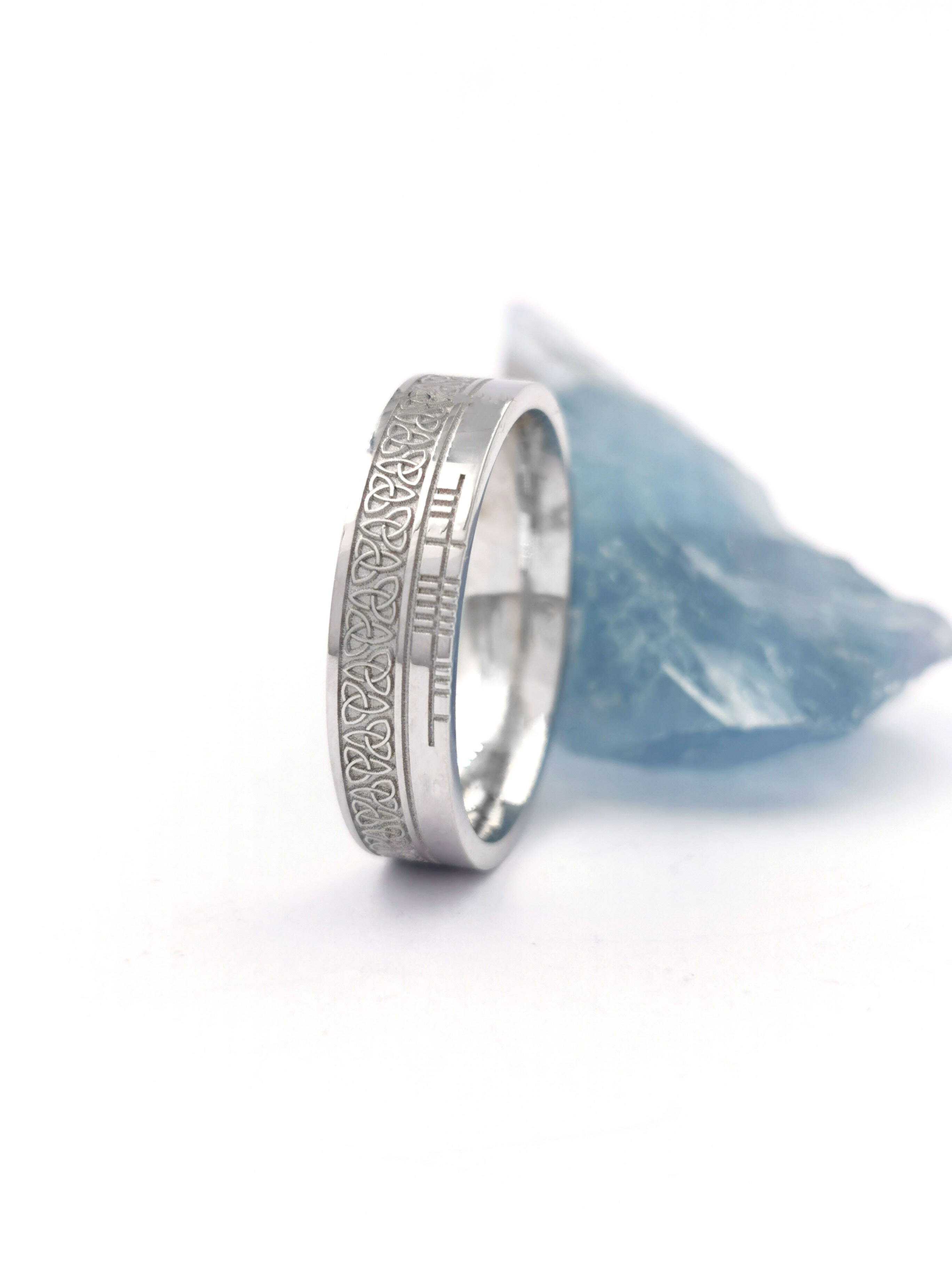 Florentine Platinum 950 Ogham 5.2mm Ring