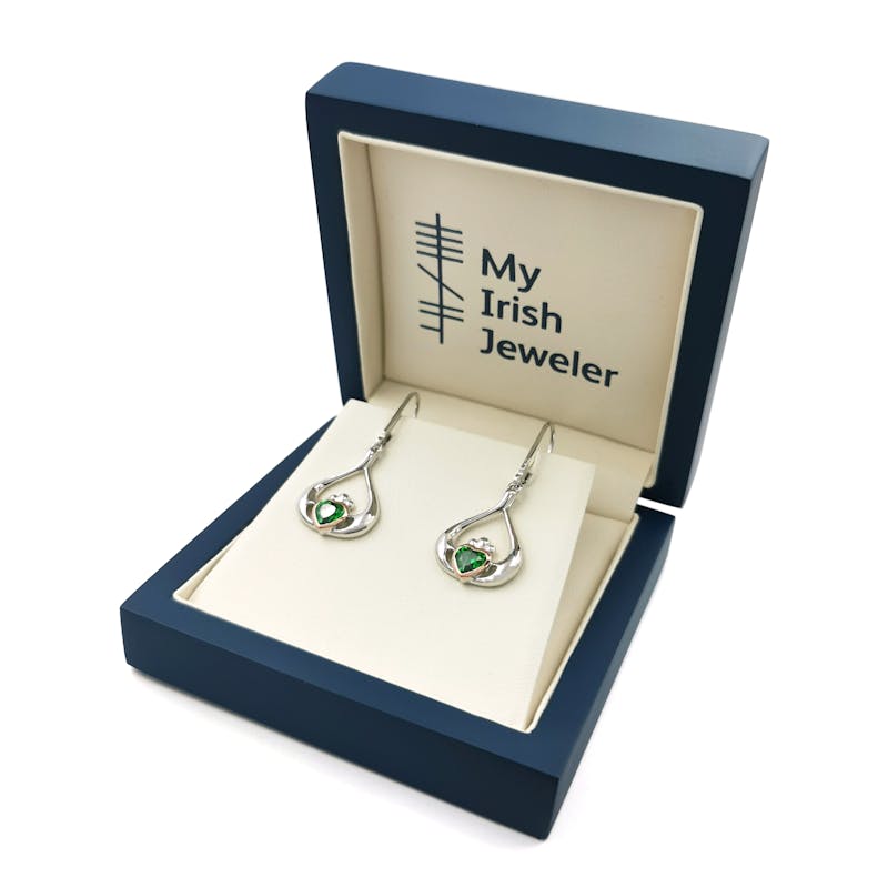 Striking Sterling Silver & Rose Gold Claddagh Gift Set For Women. In Luxury Packaging.