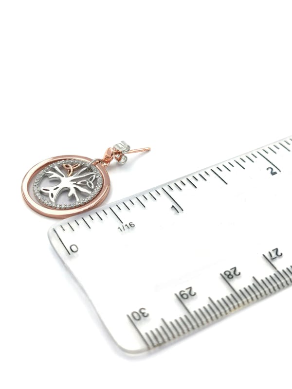 Genuine Sterling Silver & Rose Gold Tree of Life & Irish Gold Gift Set For Women. Picture For Scale.