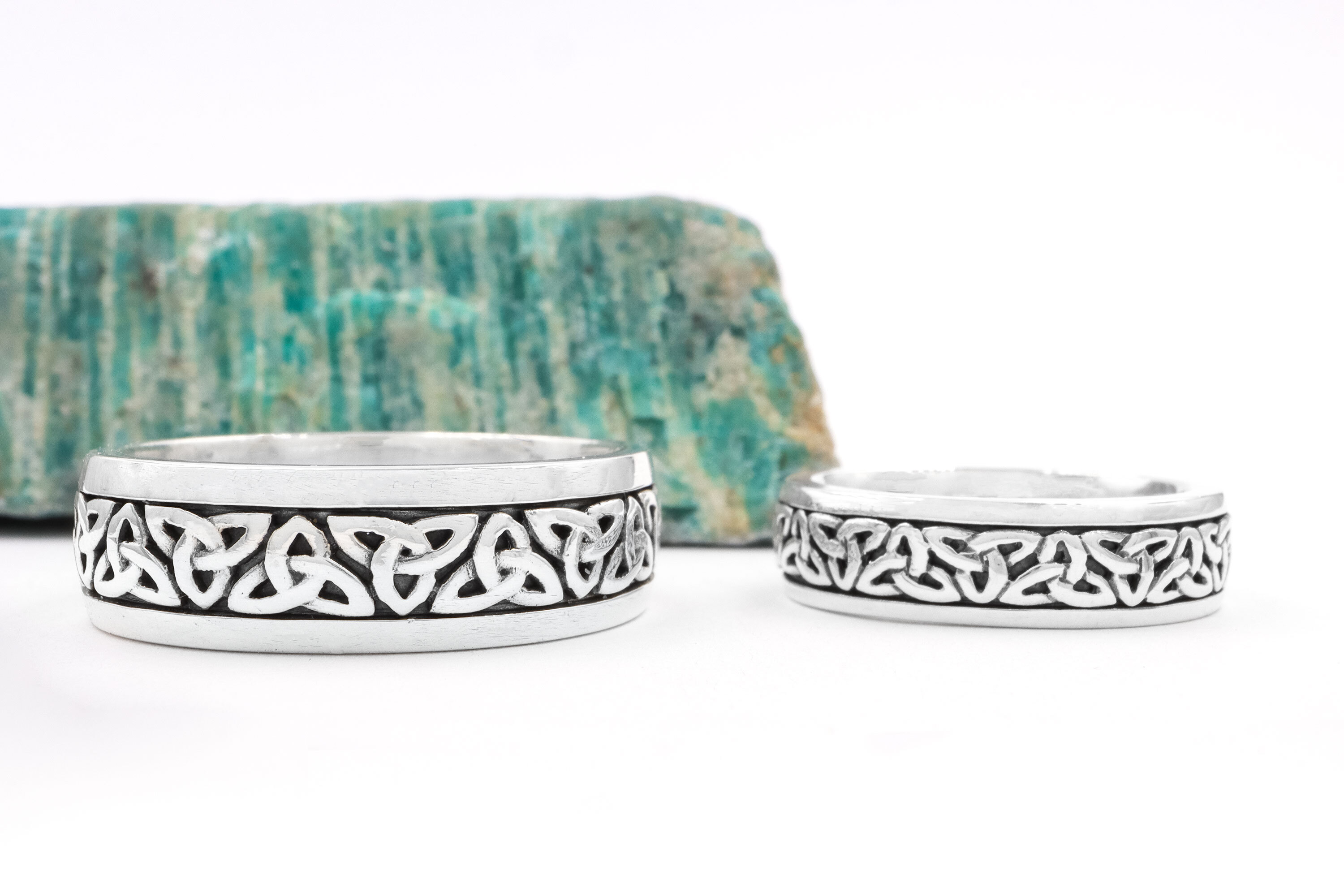 Oxidized Celtic Knot & Trinity Knot Ring in Real Sterling Silver