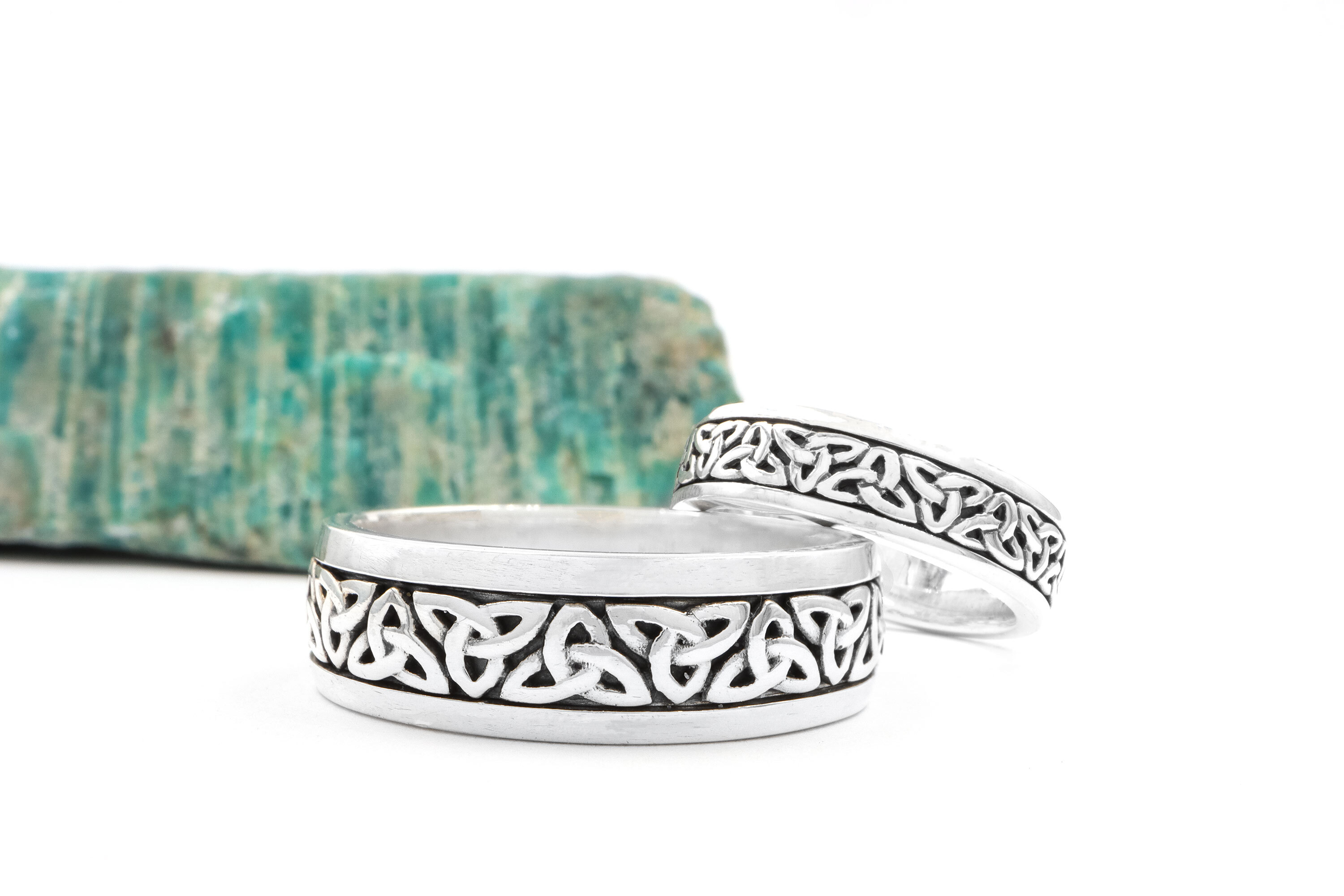 Authentic Sterling Silver Celtic Knot & Trinity Knot Wedding Ring With a Oxidized Finish