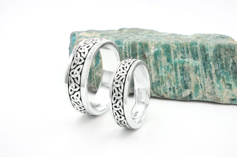 Oxidized Celtic Knot & Trinity Knot Ring in Real Sterling Silver