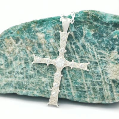 Sterling Silver Stone Set Cross Of Cong