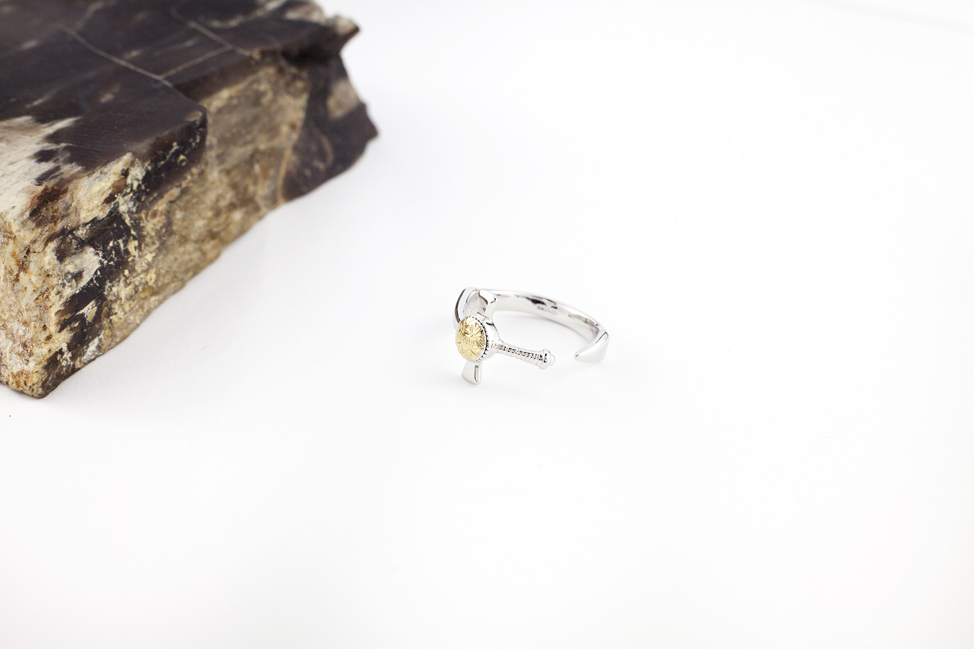 Womens Celtic Warrior Ring in Real Sterling Silver & 18K Yellow Gold