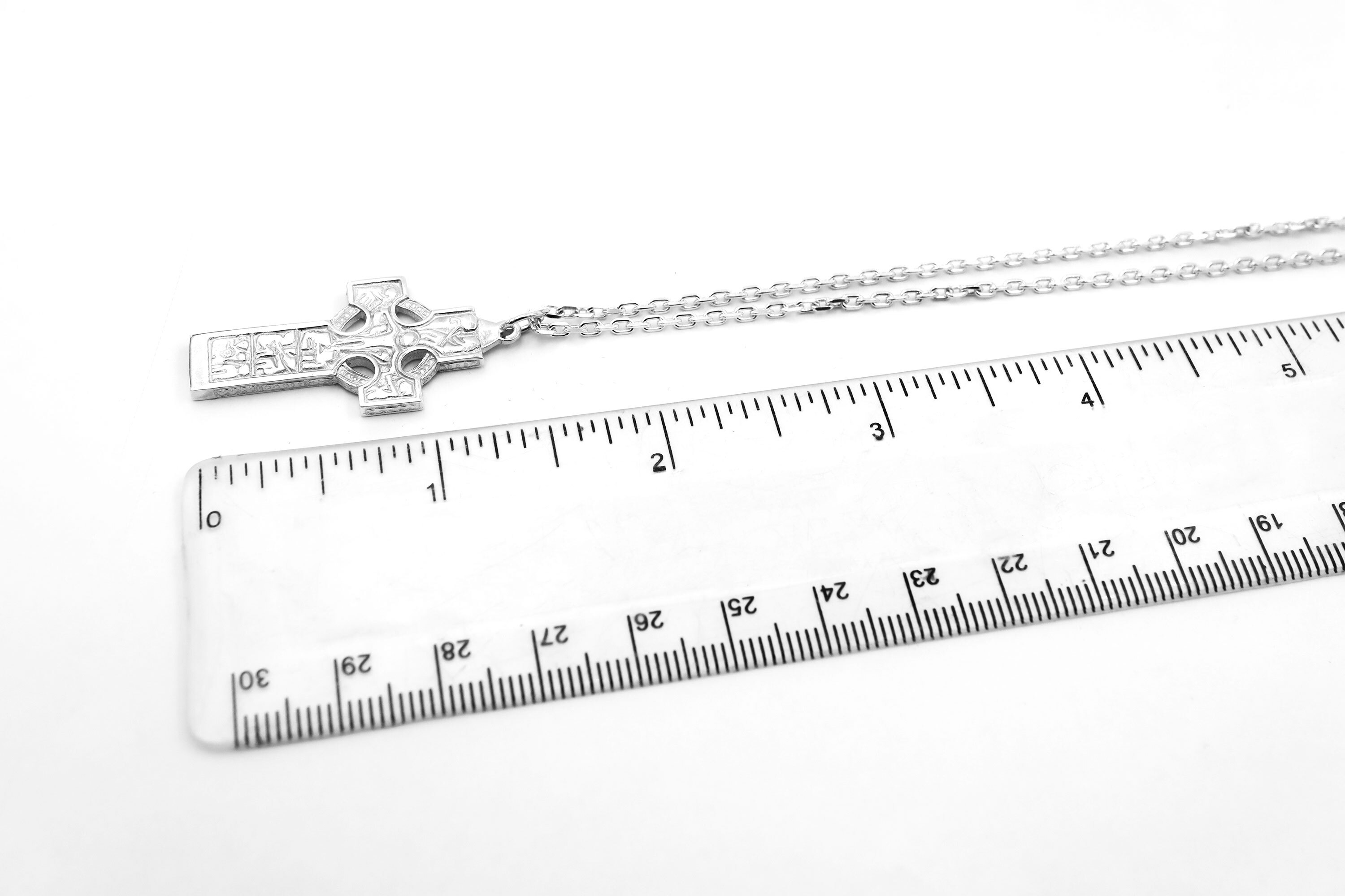 Attractive Sterling Silver Celtic Cross & High Crosses Of Ireland Necklace