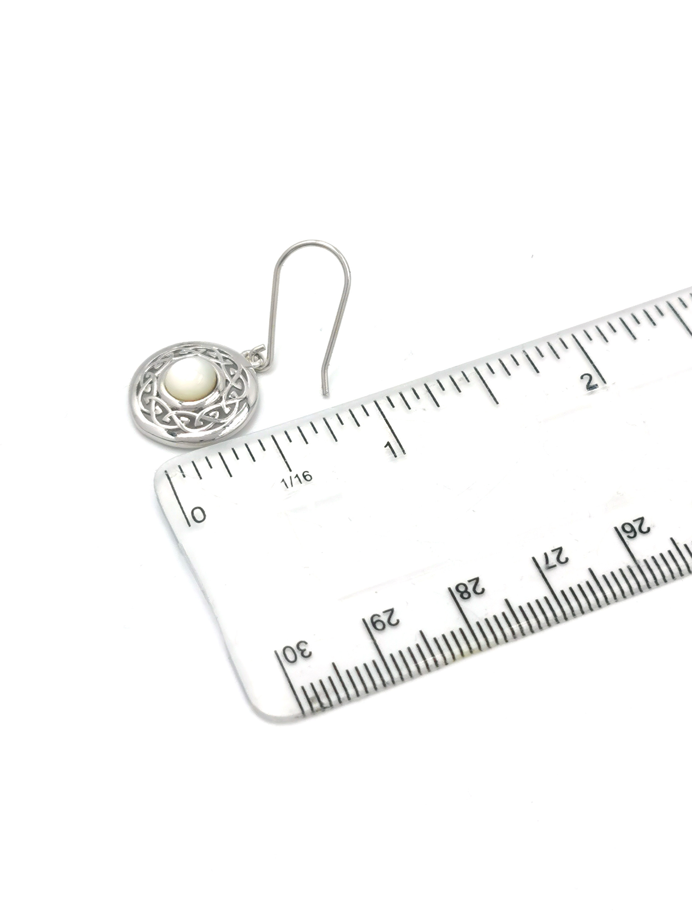 Womens Celtic Knot Earrings in Sterling Silver. Picture For Scale.