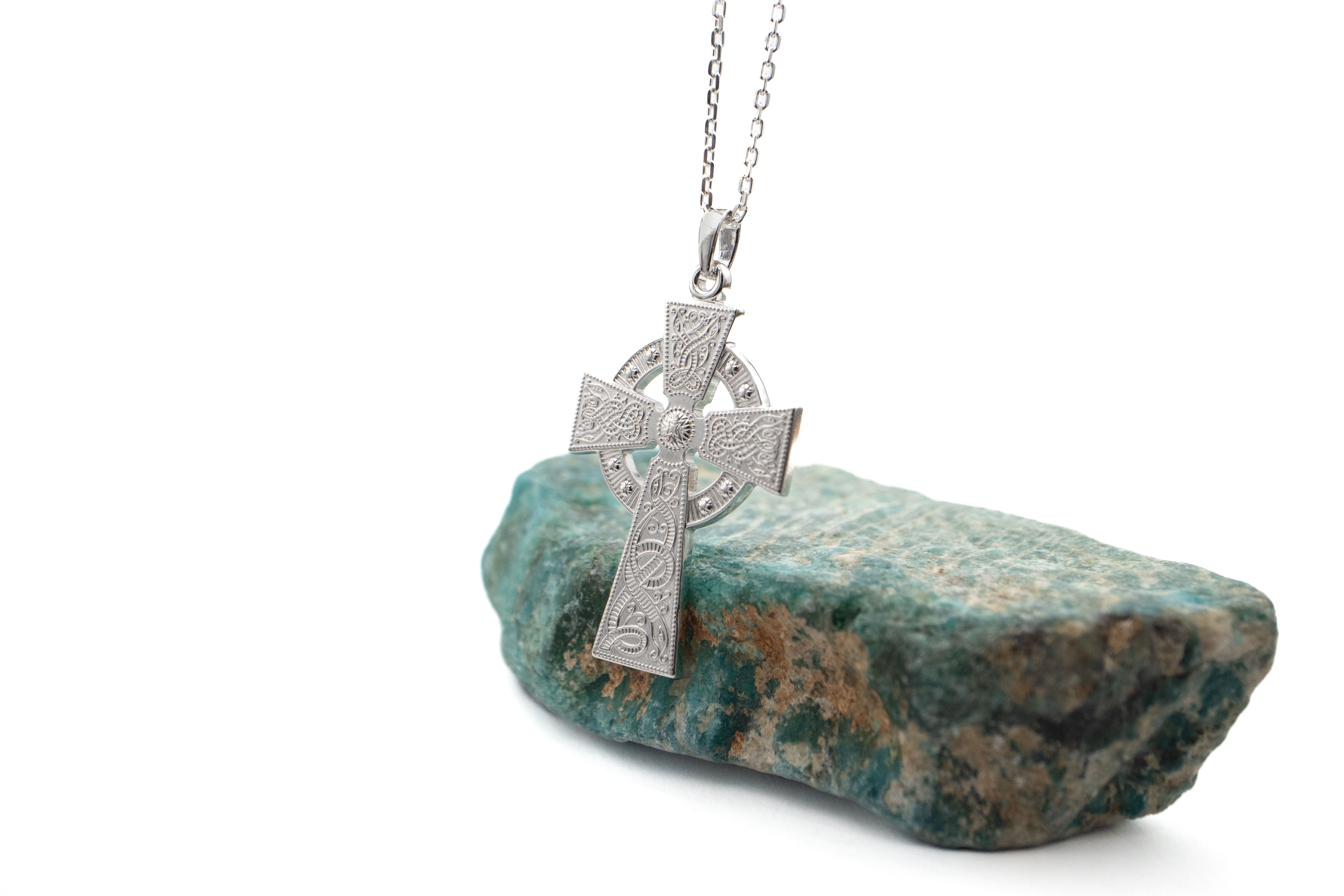 Striking Sterling Silver Celtic Warrior Necklace. Side View.