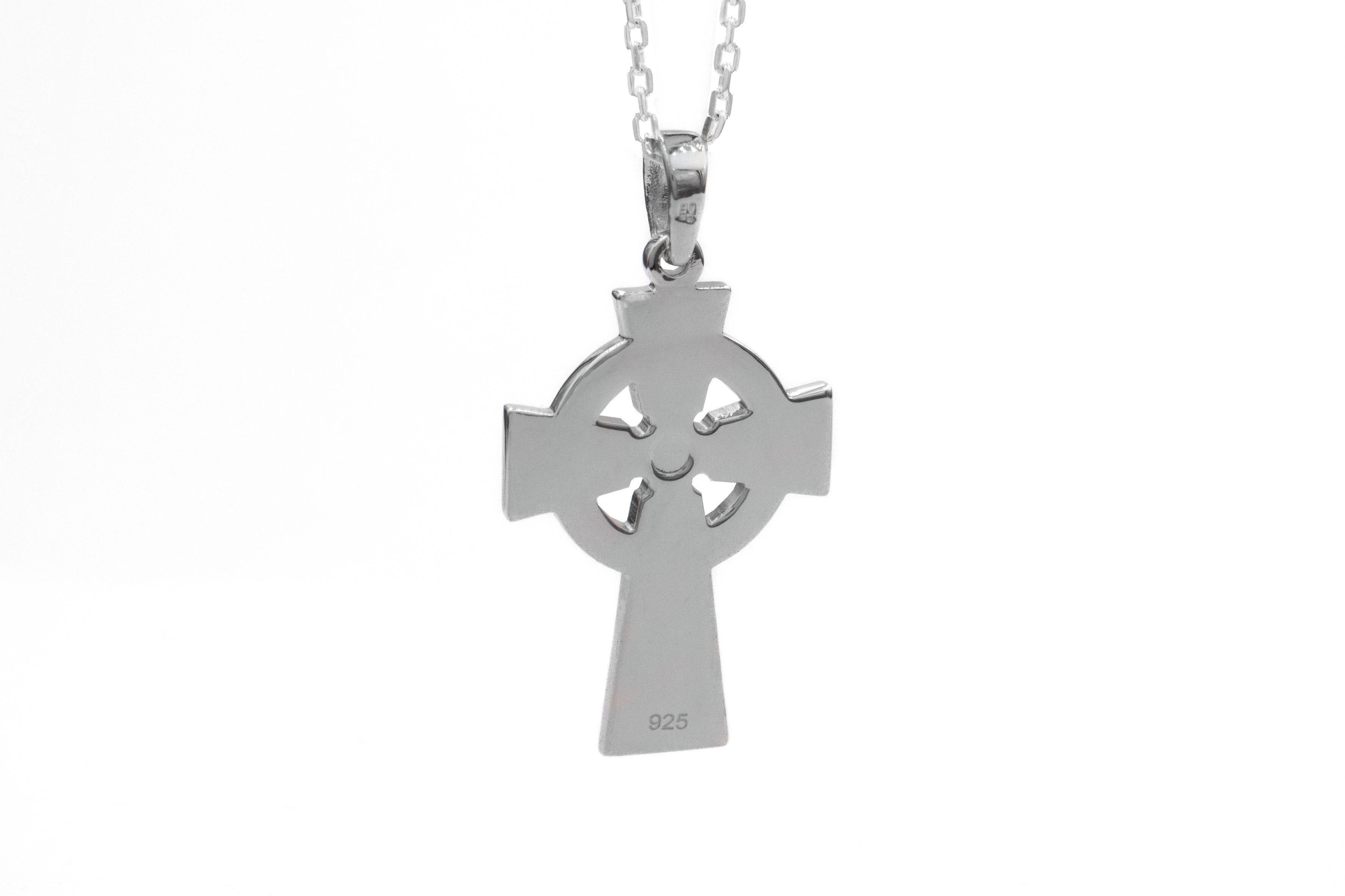 Celtic Cross & Celtic Warrior & Celtic Knot Necklace in Real White Gold