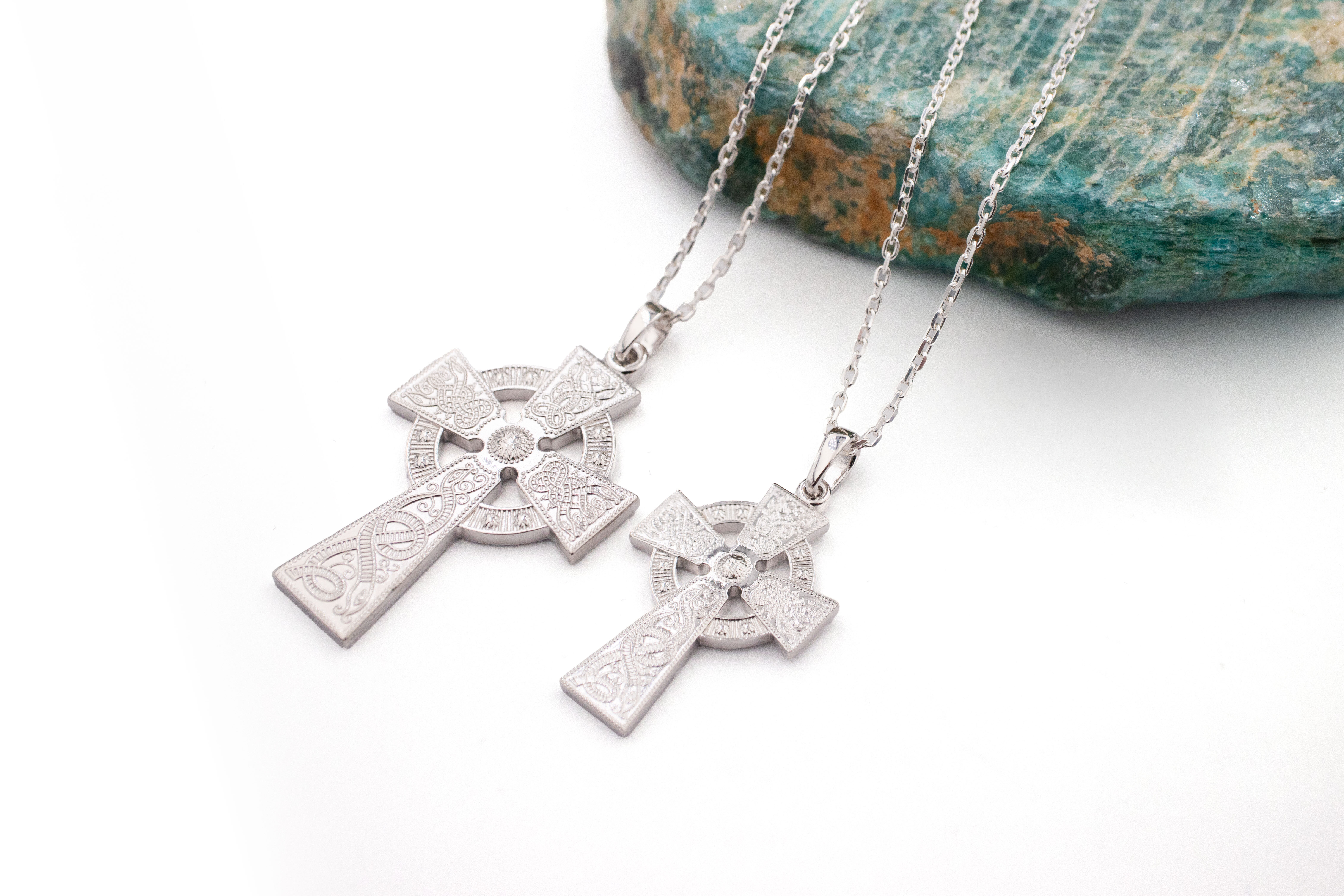 Striking Sterling Silver Celtic Warrior & Celtic Knot & Celtic Cross Necklace