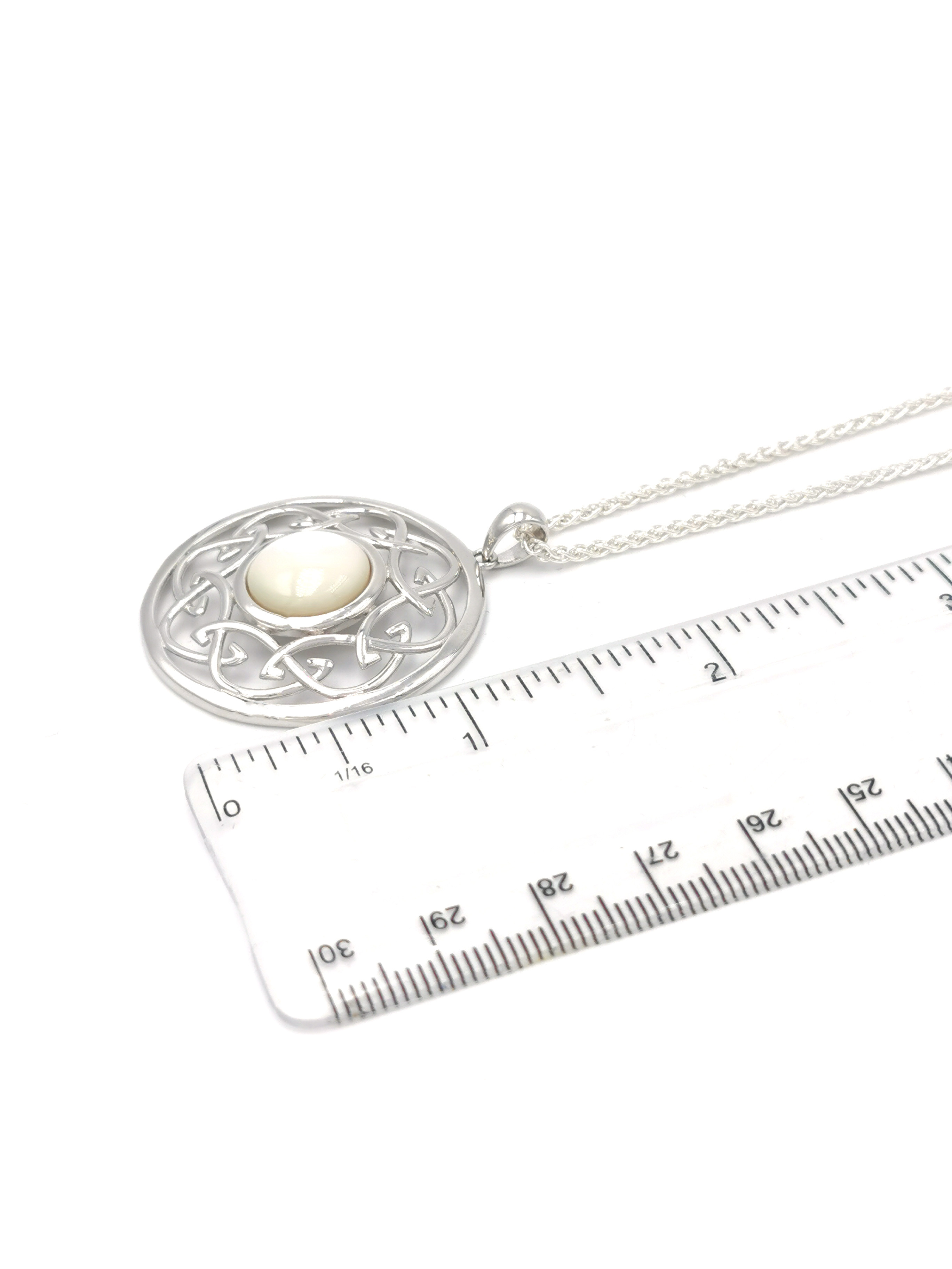 Authentic Sterling Silver Celtic Knot Necklace For Women. Picture For Scale.