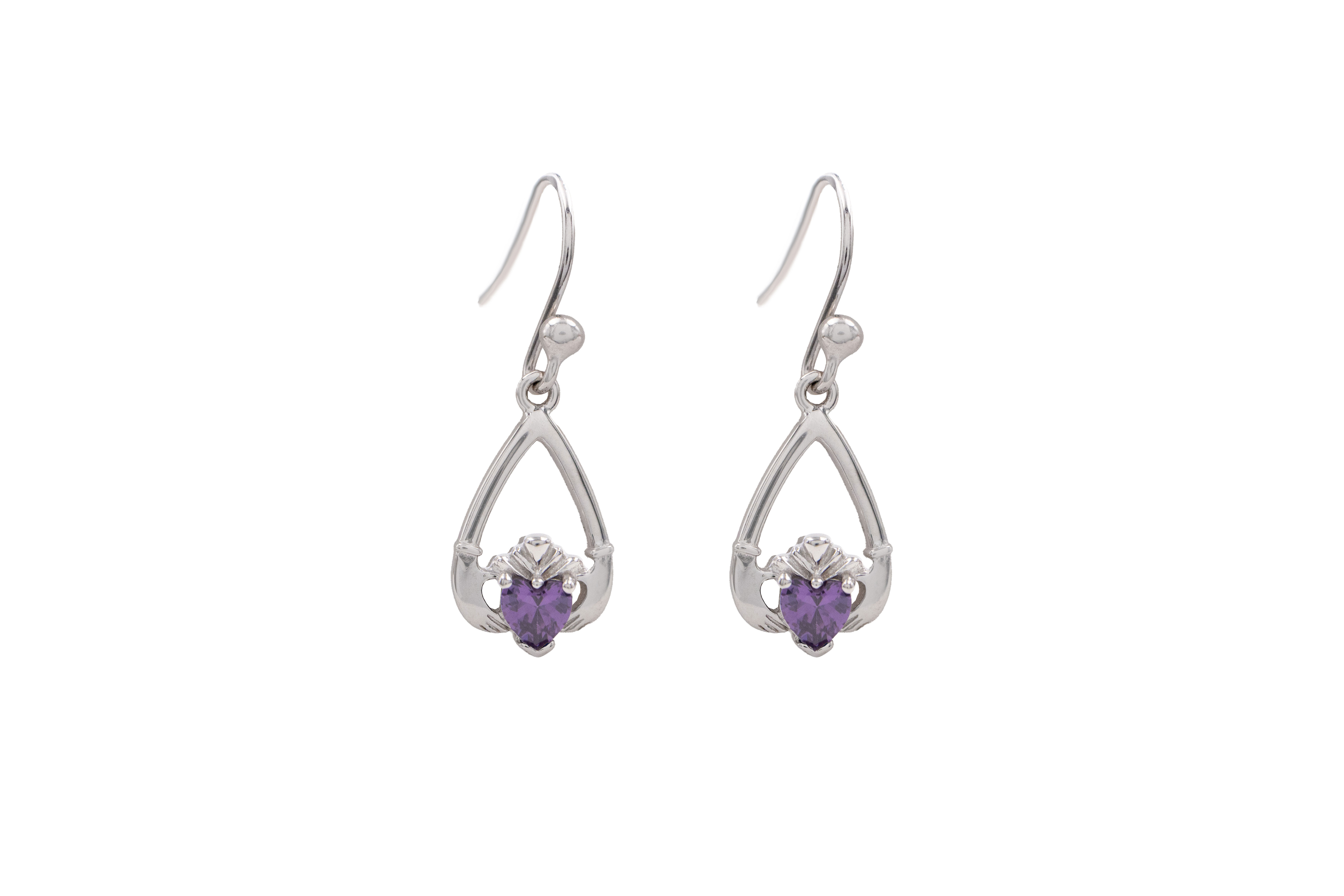 Real Sterling Silver February Birthstone Earrings For Women