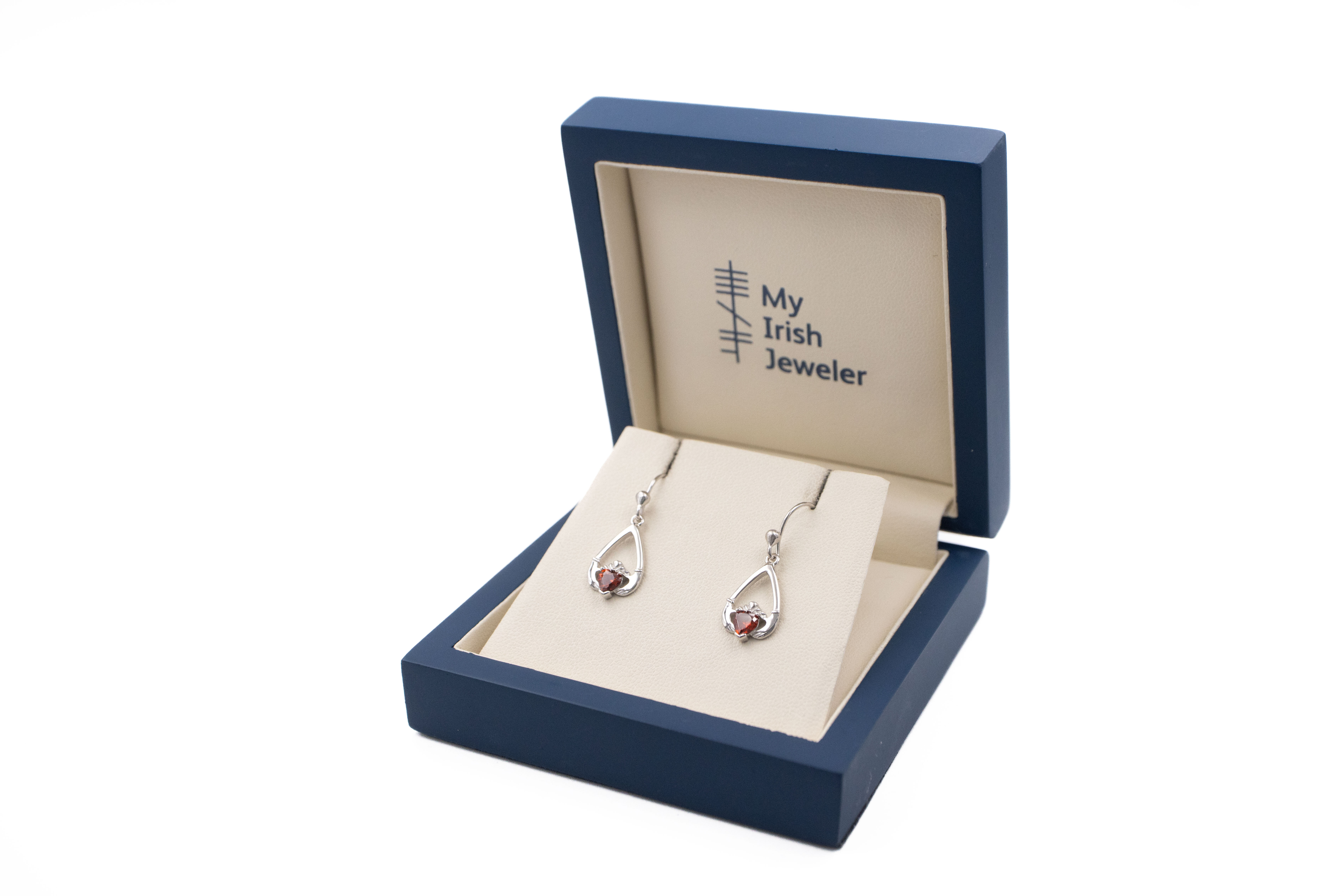 Authentic Sterling Silver January Birthstone Earrings For Women. In Luxury Packaging.