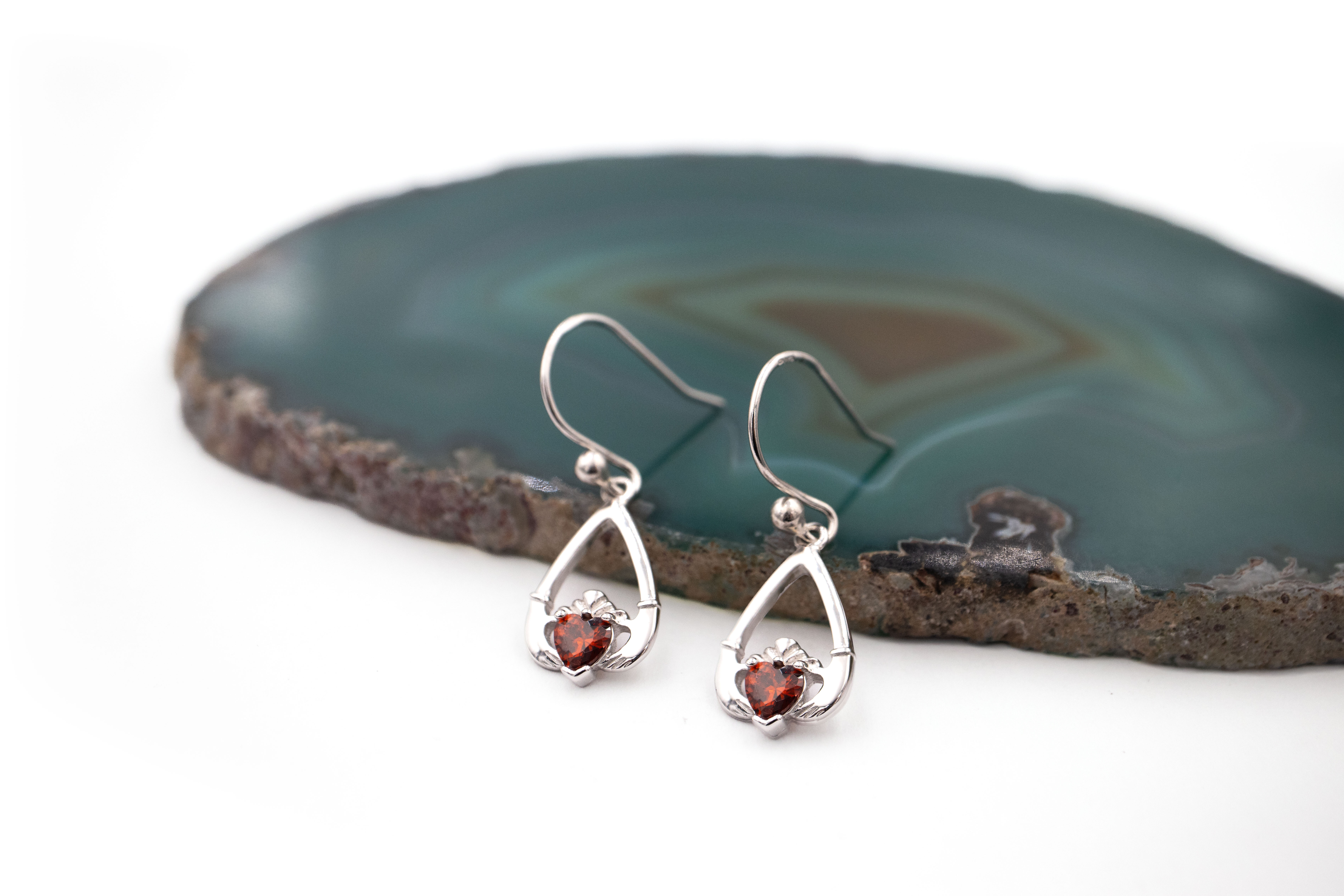 Womens Authentic Polished Sterling Silver January Birthstone Gift Set