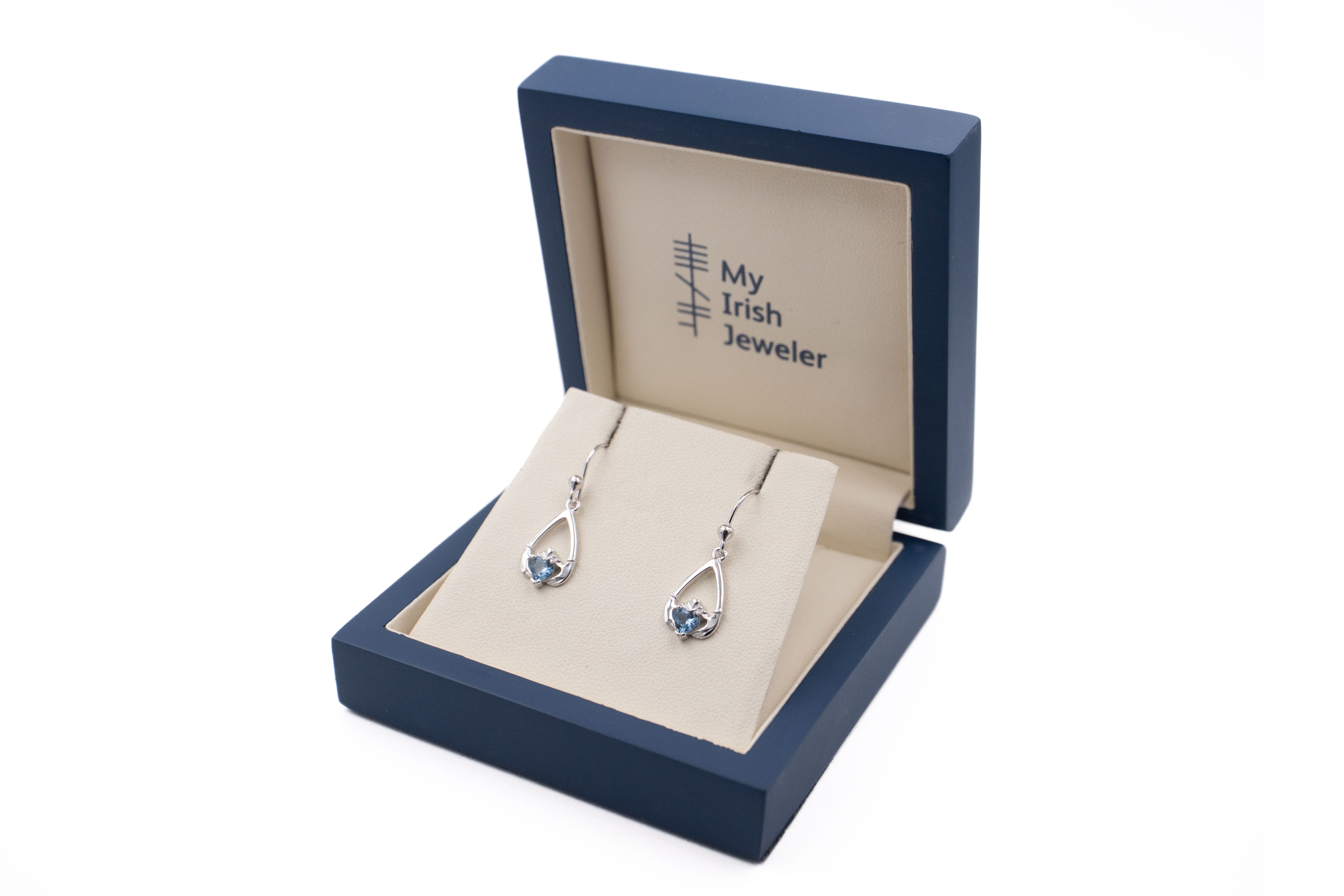 Genuine Sterling Silver March Birthstone Earrings For Women. In Luxury Packaging.