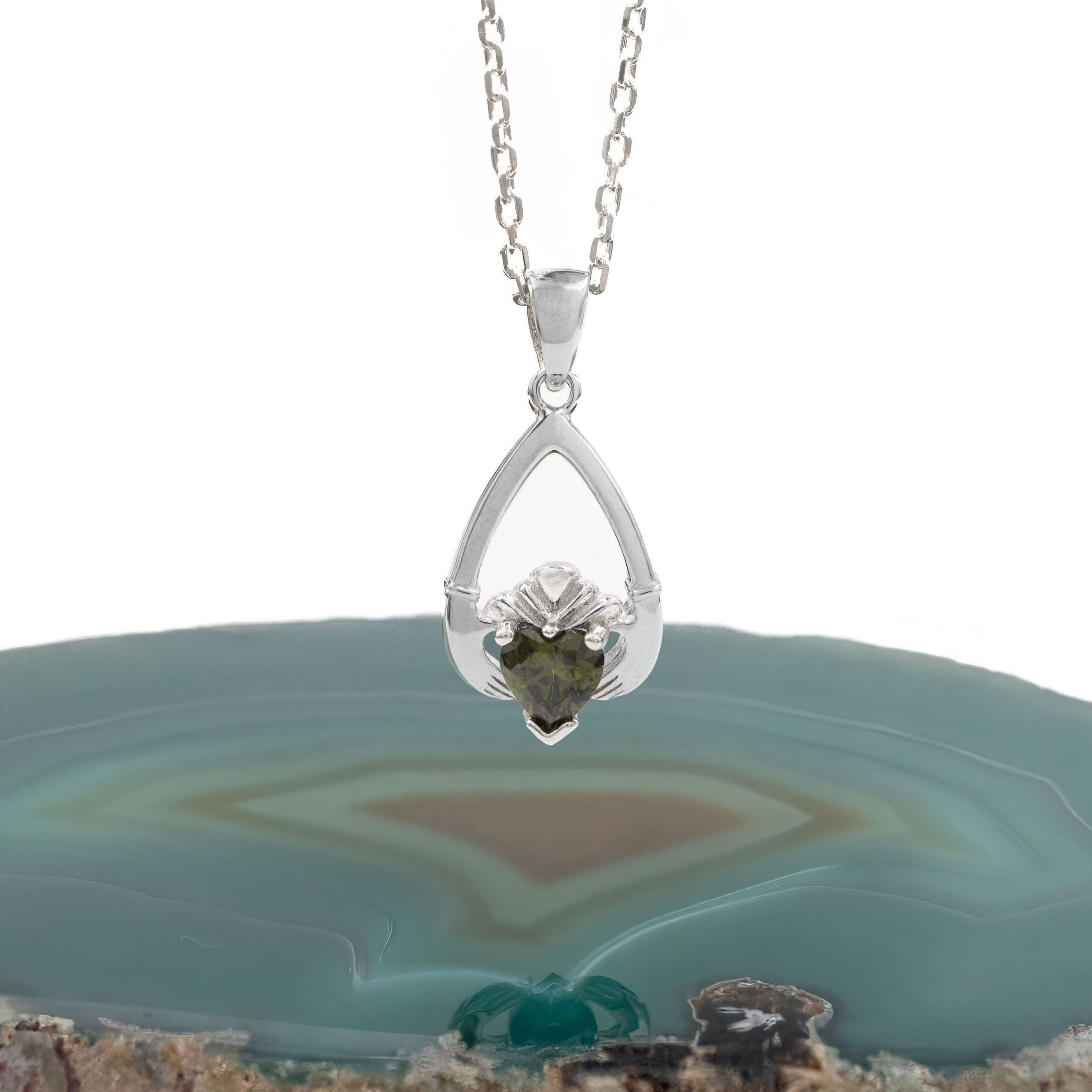 Authentic Sterling Silver August Birthstone Gift Set With a Polished Finish For Women
