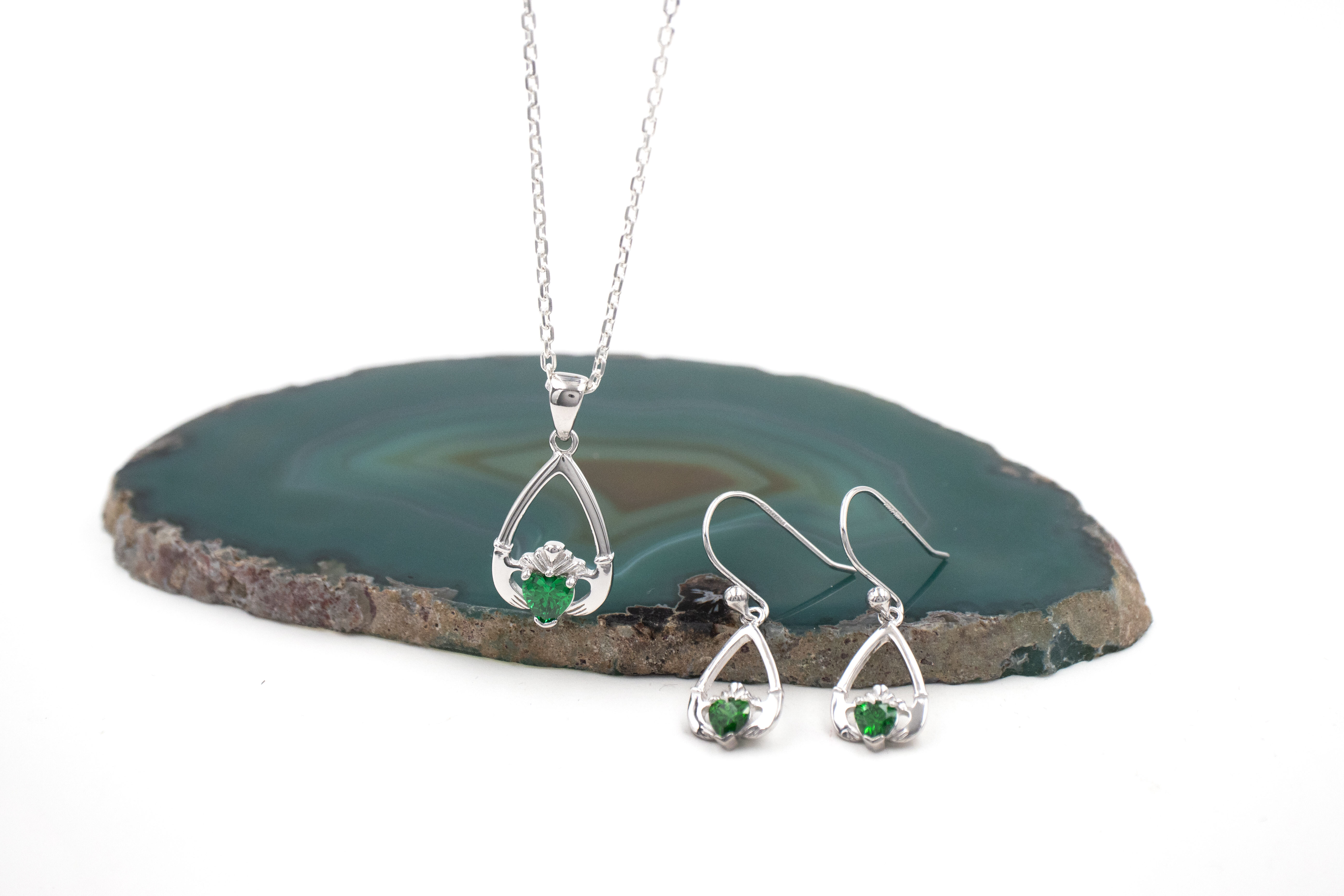 Womens May Birthstone Necklace in Sterling Silver