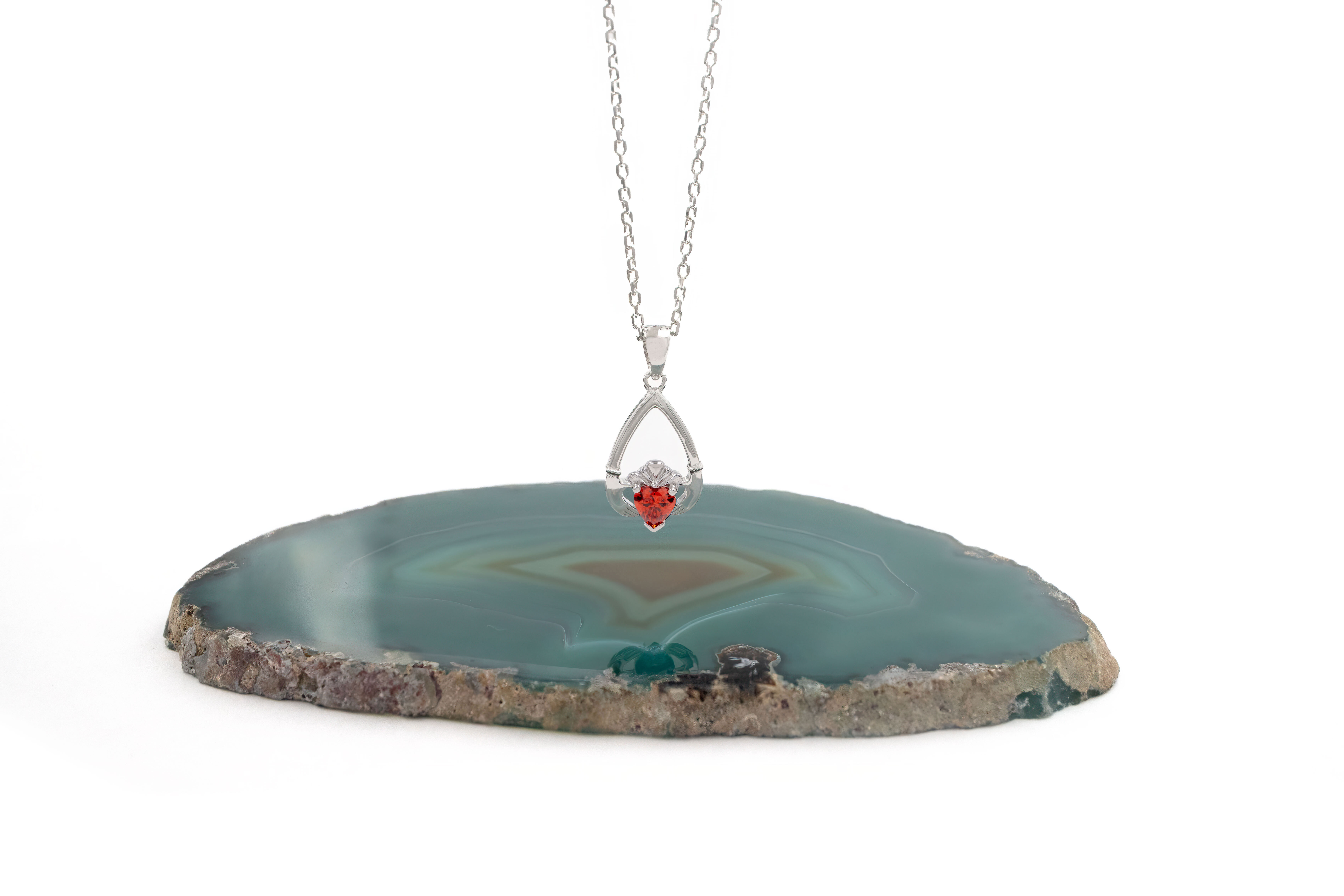 Womens January Birthstone Necklace in Real Sterling Silver