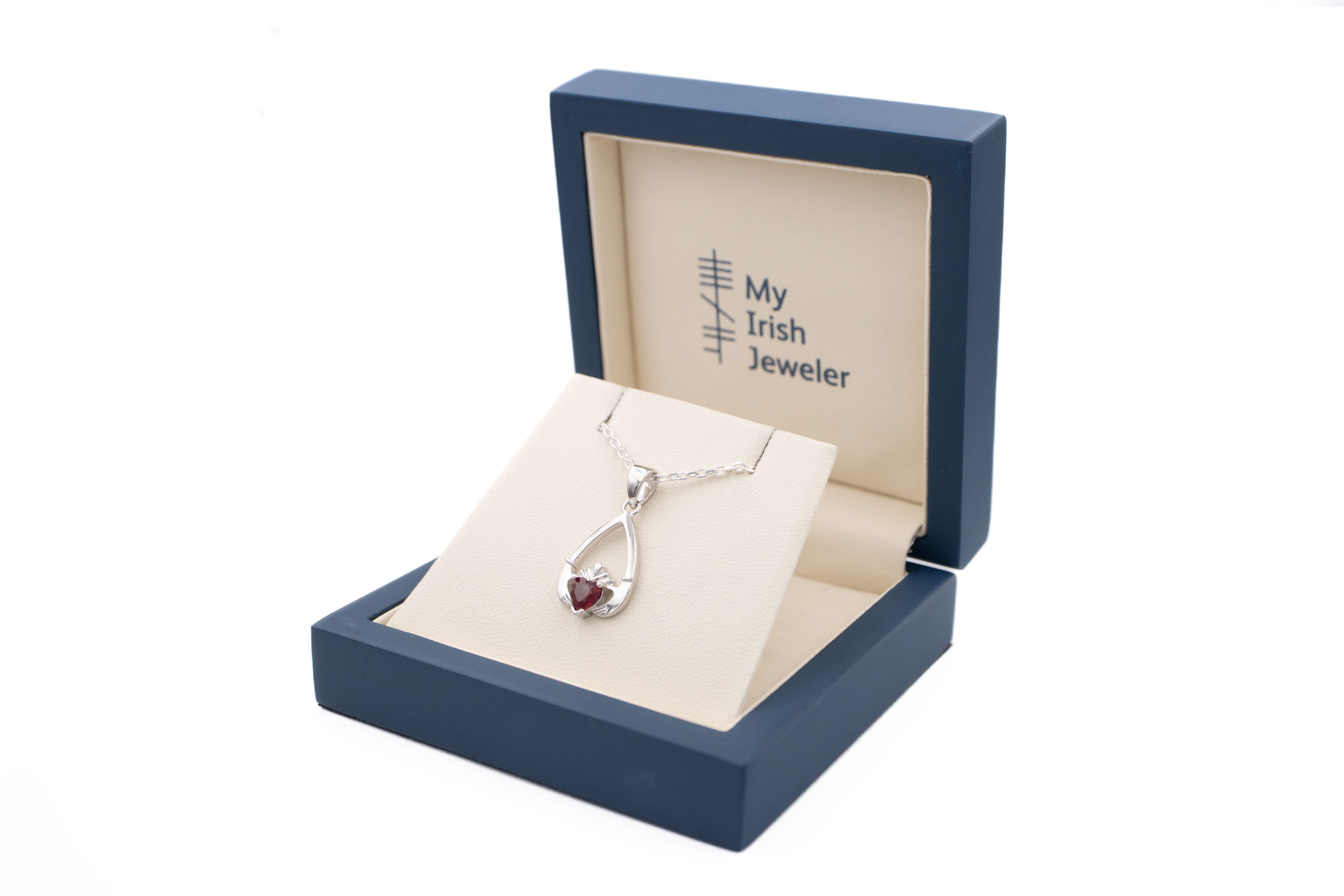 Womens Striking Sterling Silver July Birthstone Necklace. In Luxury Packaging.