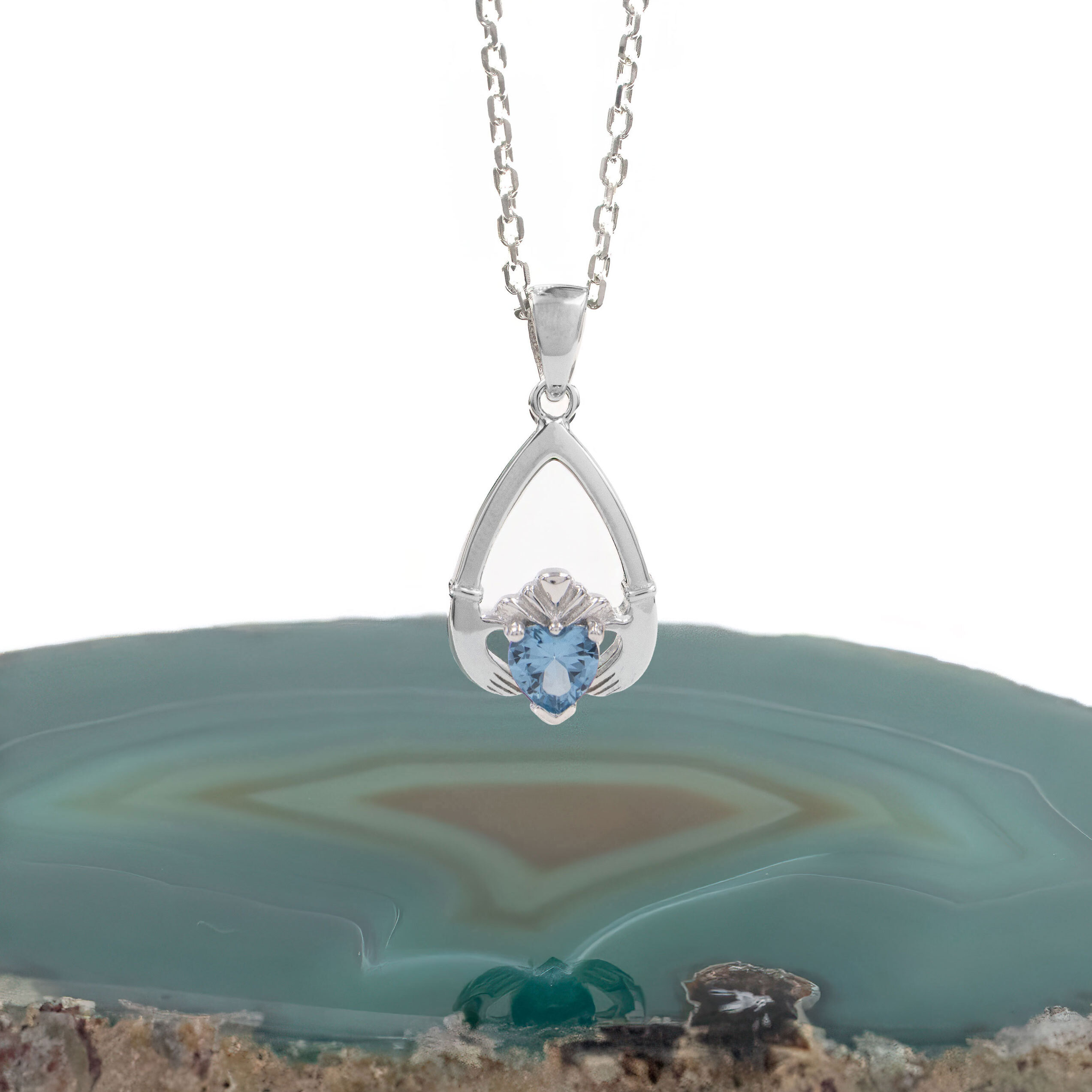 Womens Polished Sterling Silver March Birthstone Gift Set