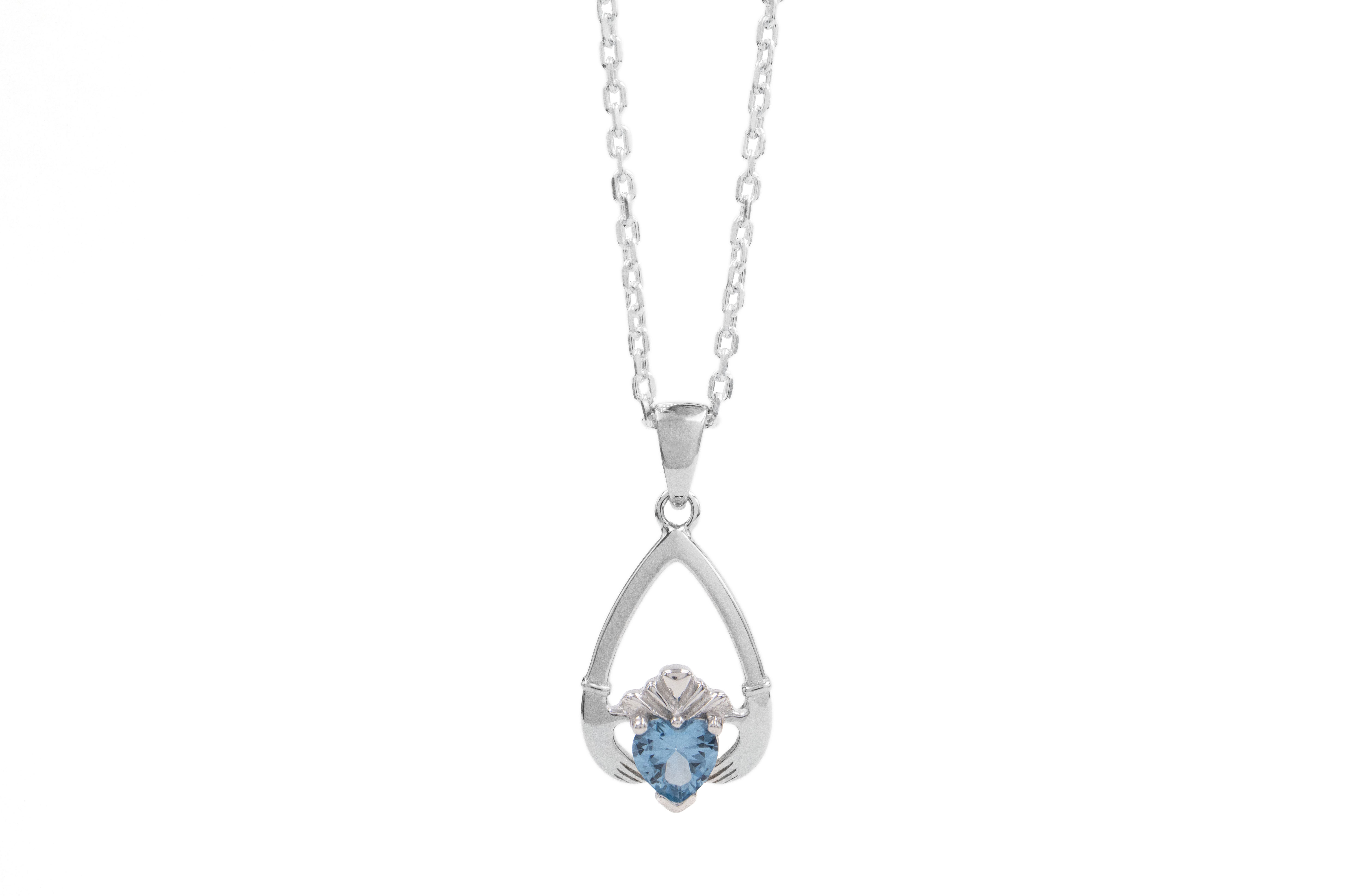 Real Sterling Silver March Birthstone Necklace For Women