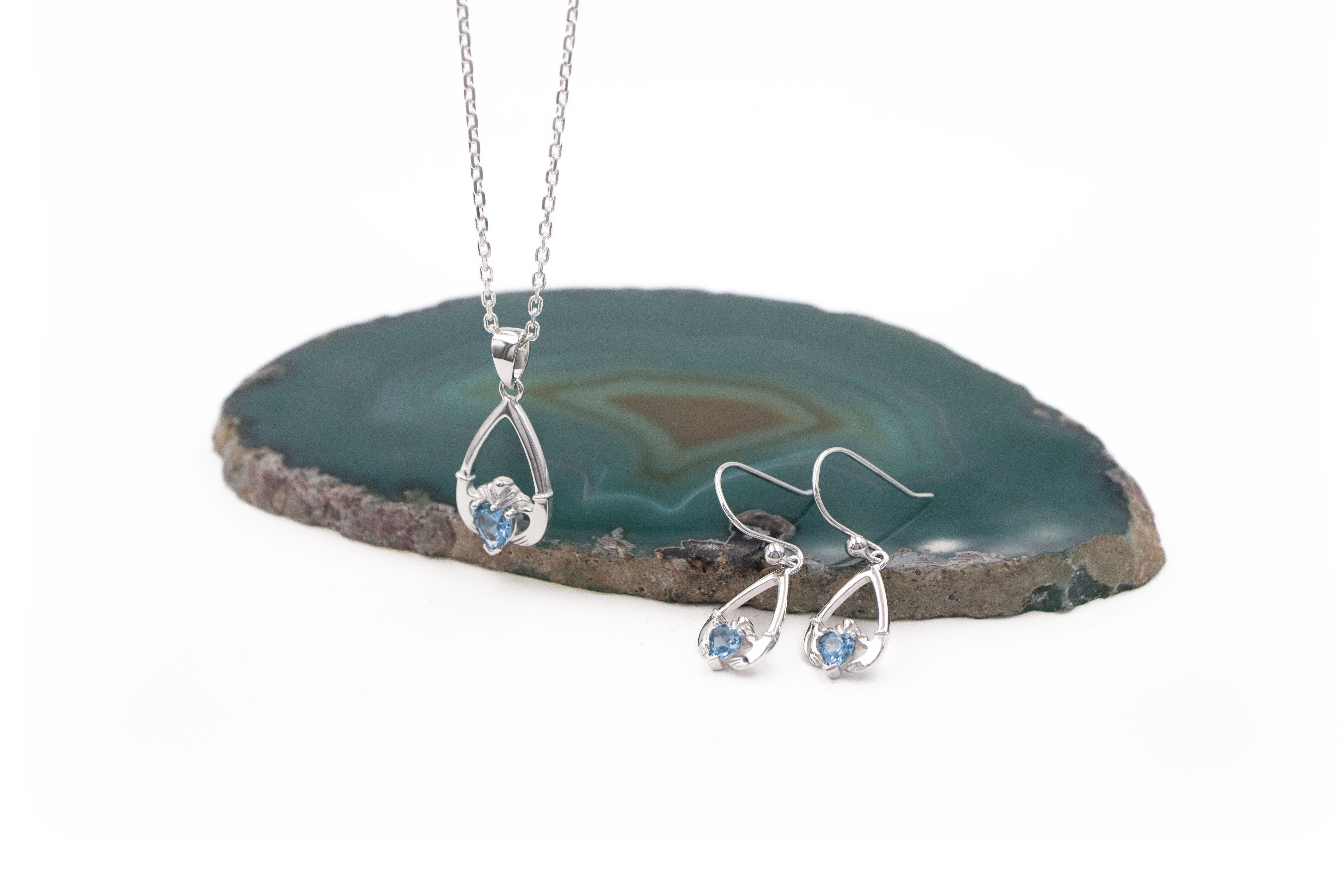 Womens Sterling Silver March Birthstone Necklace
